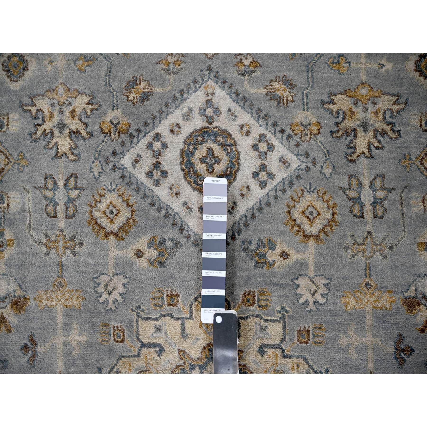 12'2"x15' Metallic Gray, Hand Knotted, Karajeh and Geometric Design, Organic Wool, Oversized, Oriental Rug Sh10030