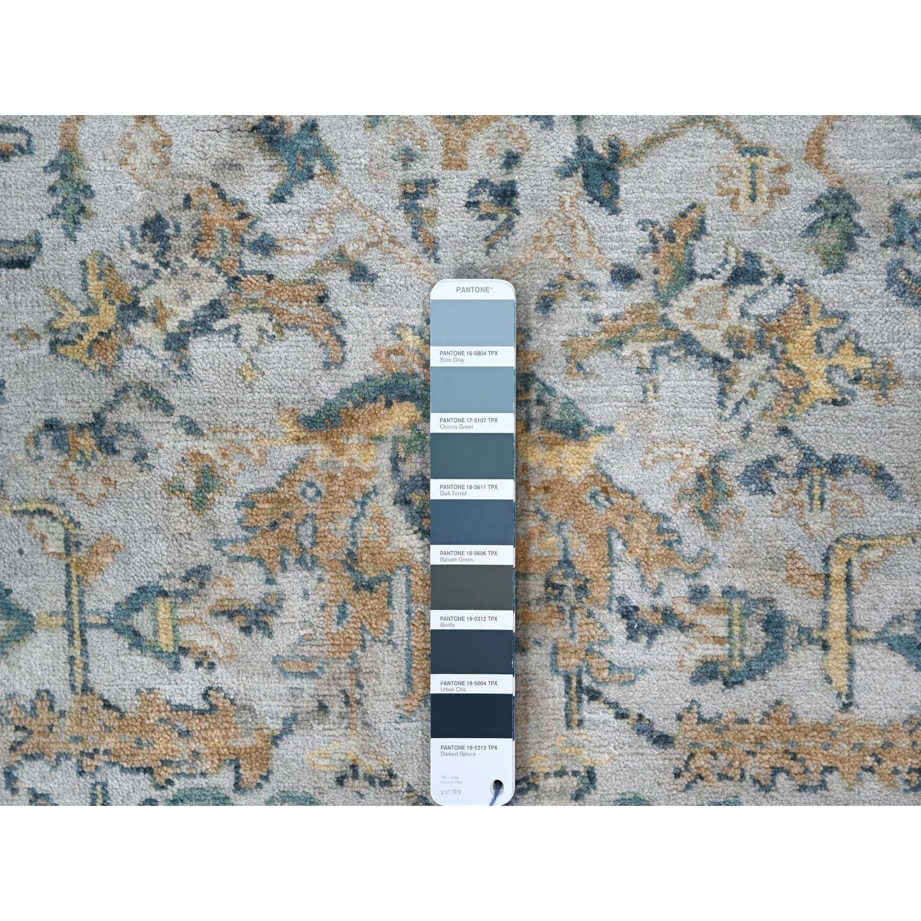 3'x4'10" Bright Gray, Broken and Erased Persian Heriz, All Over Design, Soft Color Palette, Hand Knotted, Organic Wool, Denser Weave, Oriental Rug Sh10034