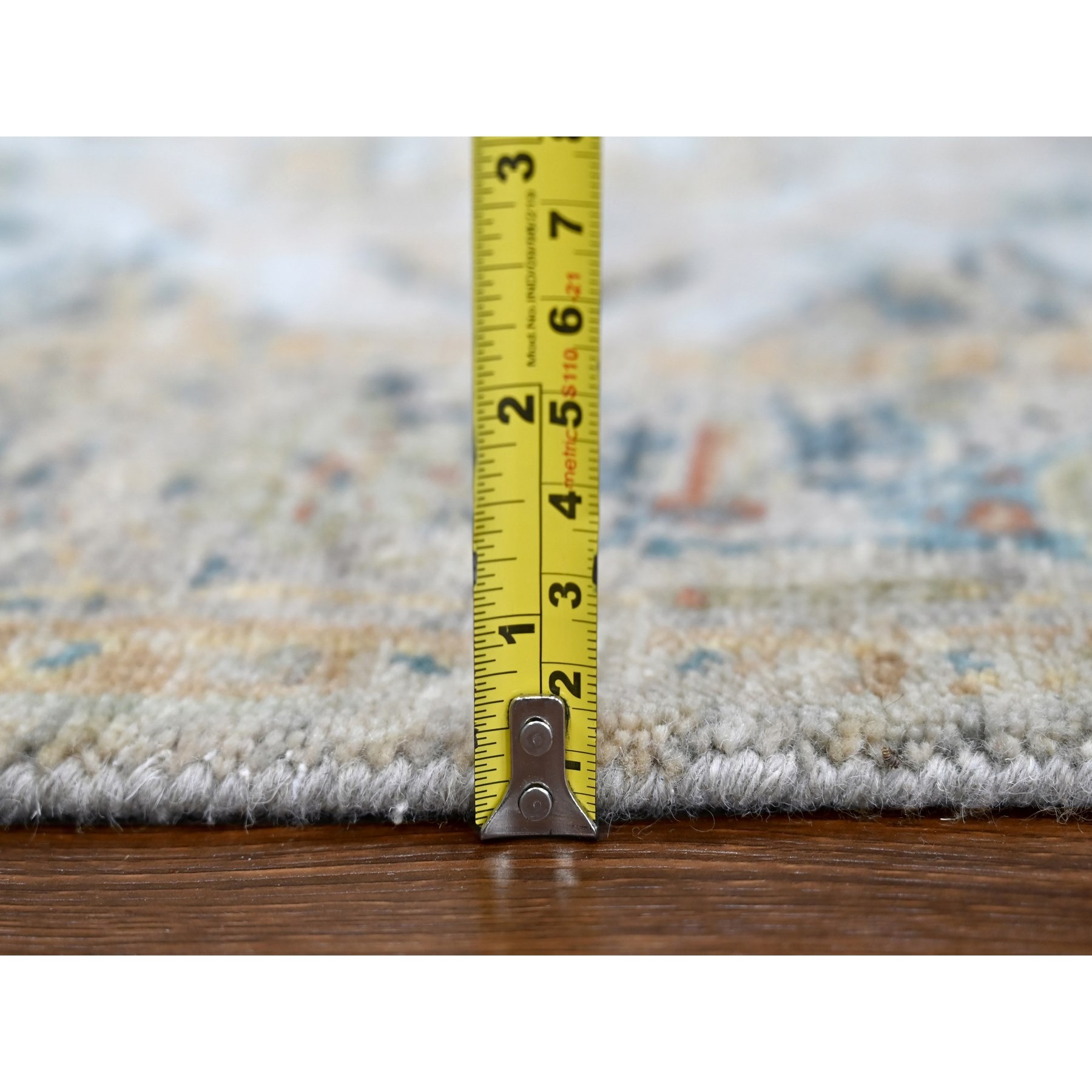 3'x4'10" Bright Gray, Broken and Erased Persian Heriz, All Over Design, Soft Color Palette, Hand Knotted, Organic Wool, Denser Weave, Oriental Rug Sh10034