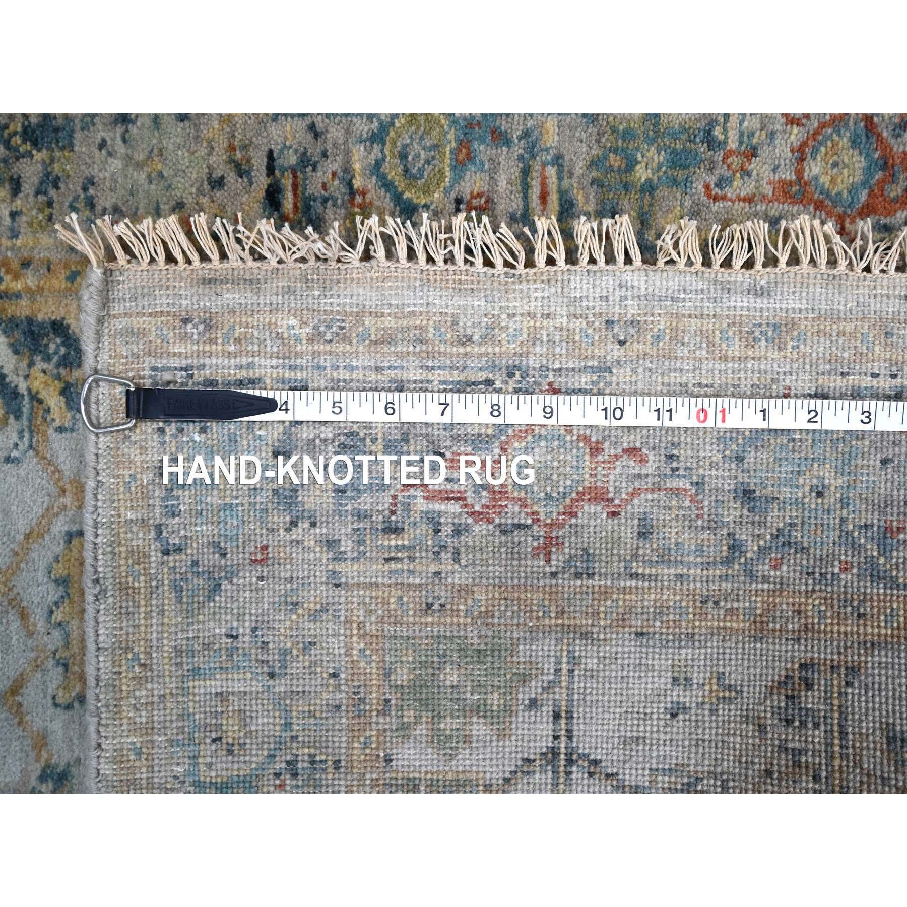 3'x4'10" Bright Gray, Broken and Erased Persian Heriz, All Over Design, Soft Color Palette, Hand Knotted, Organic Wool, Denser Weave, Oriental Rug Sh10034