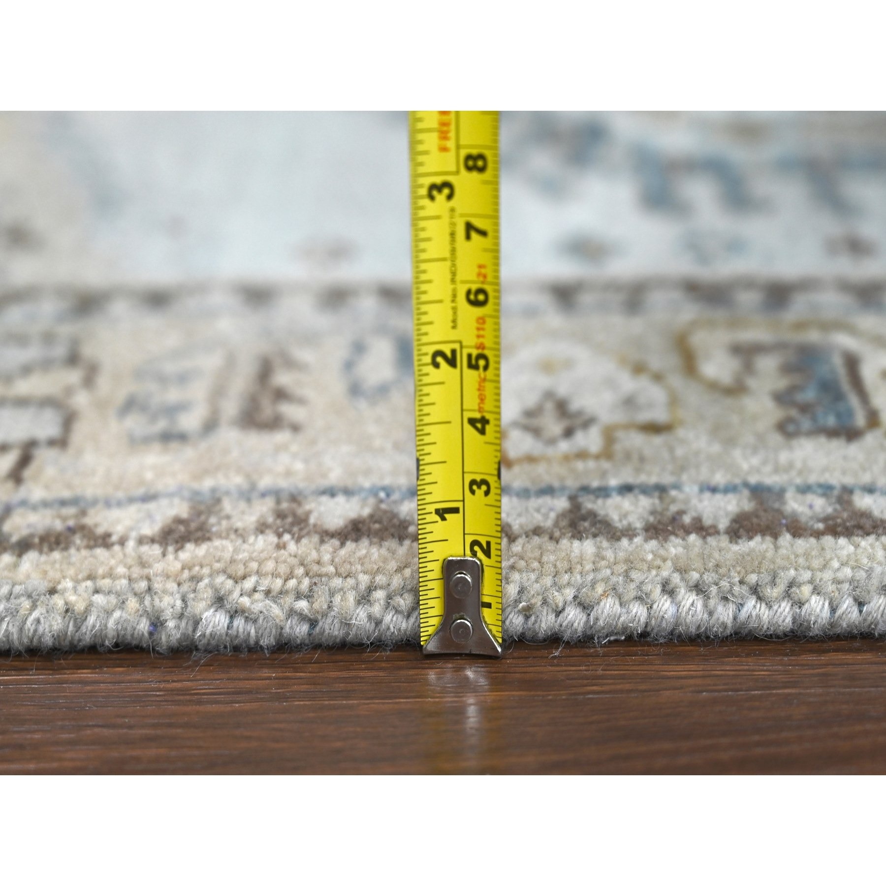 2'9"x18' White Gray, Organic Wool, Hand Knotted, Persian Village Inspired, Geometric Elements Design, Natural Dyes, Denser Weave, XL Runner, Oriental Rug Sh10039