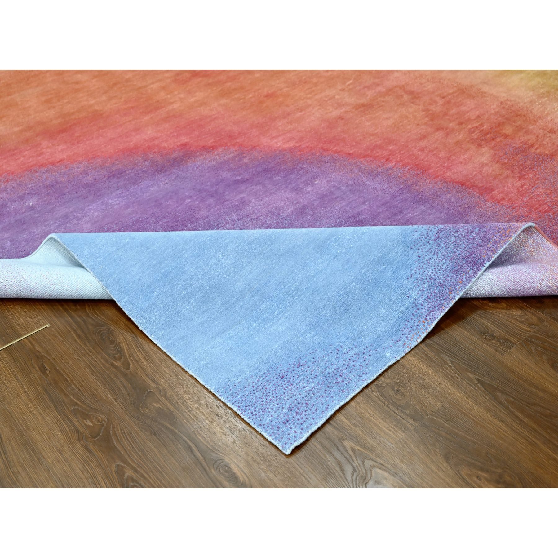 9'x11'10" THE RAINBOW, Modern Gradation Design, 100% Wool, Thick and Plush, Hand Knotted, Oriental Rug Sh10058