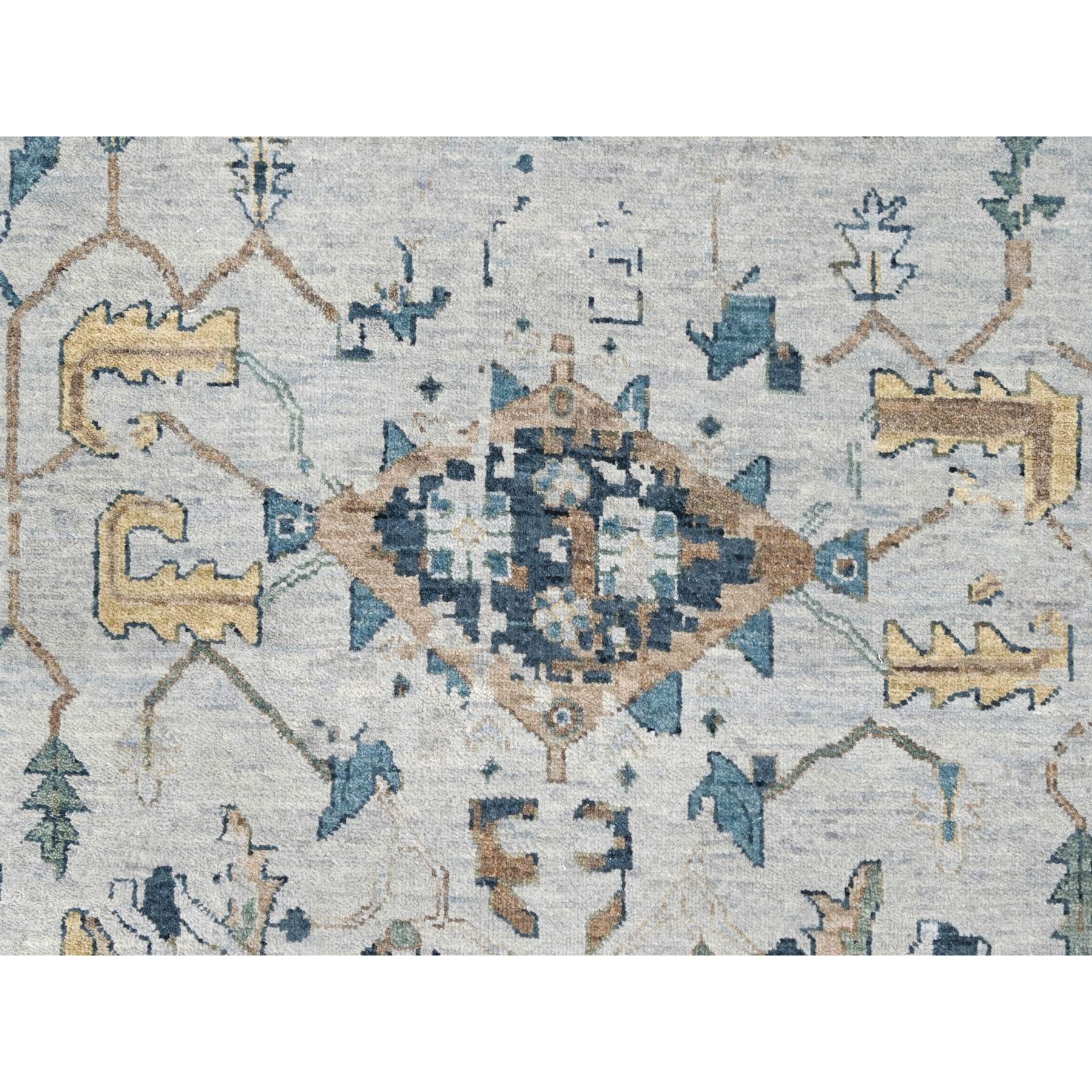 11'10"x15' Heavenly Gray, Broken and Erased Persian Heriz Design, Natural Wool, Soft Color Pallet, Hand Knotted, Densely Woven, Oversized, Oriental Rug Sh10061