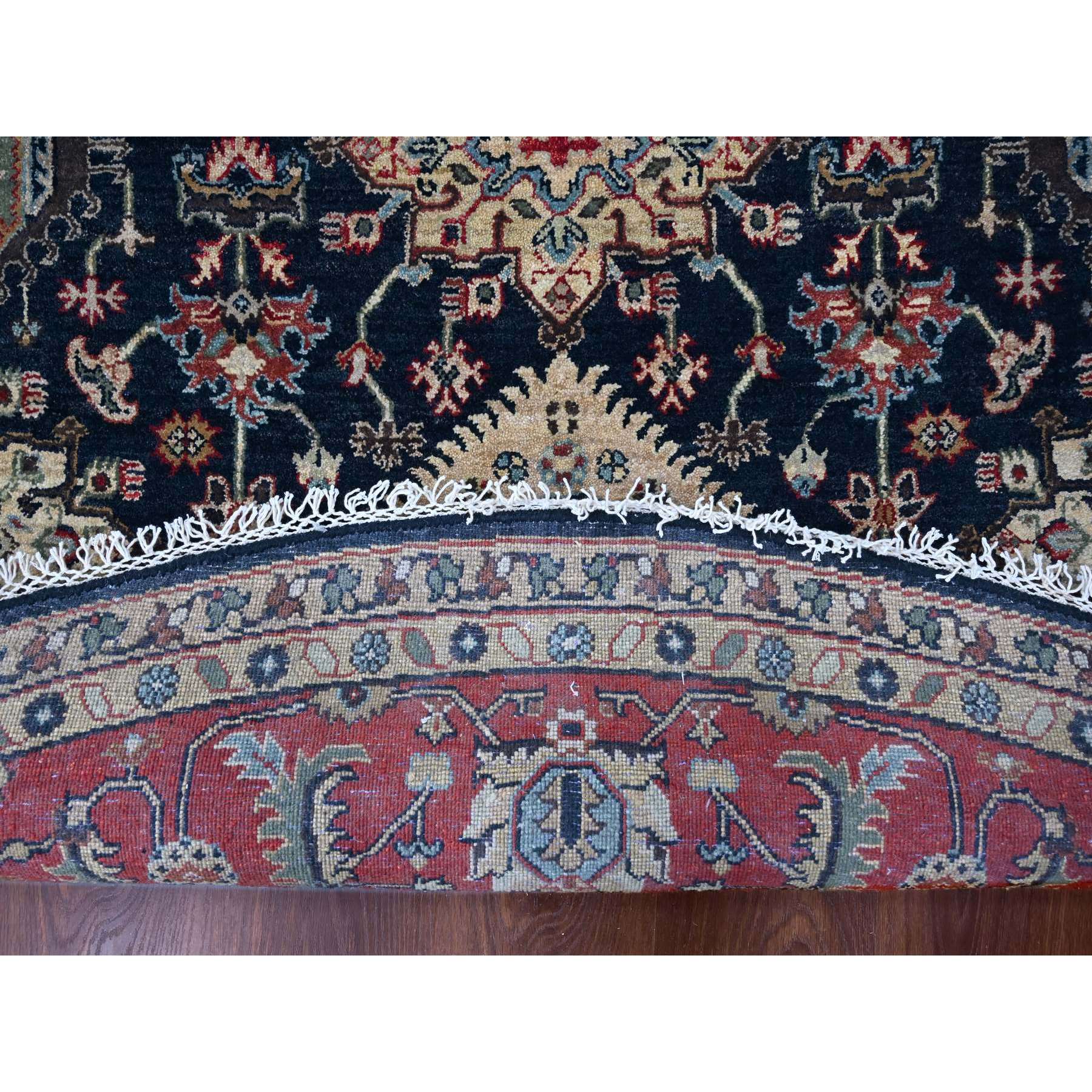 10'x10' Power Black, Hand Knotted, Karajeh Design with All Over Pattern, Vegetable Dyes, Soft Pile, 100% Wool, Round, Oriental Rug Sh10065