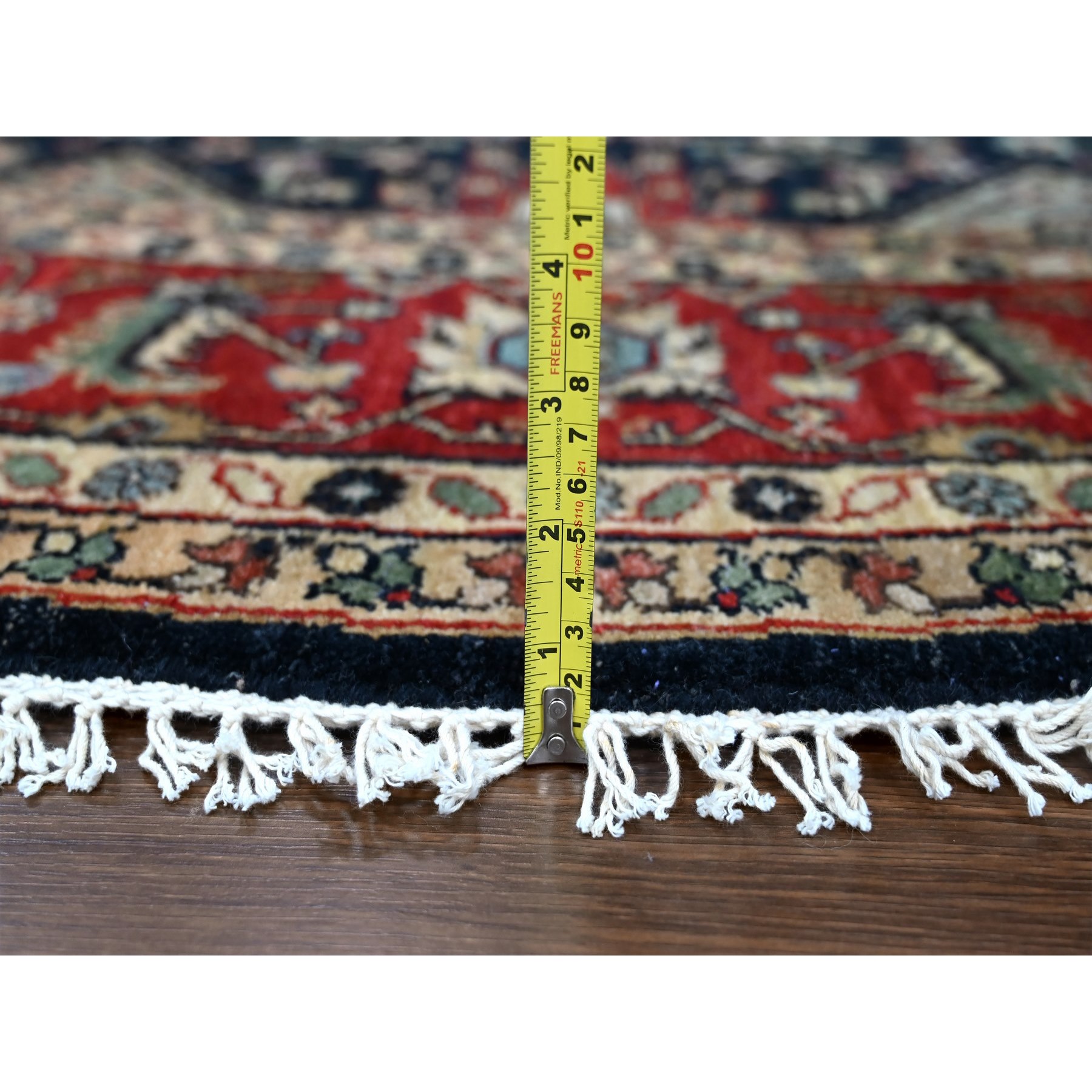 10'x10' Power Black, Hand Knotted, Karajeh Design with All Over Pattern, Vegetable Dyes, Soft Pile, 100% Wool, Round, Oriental Rug Sh10065
