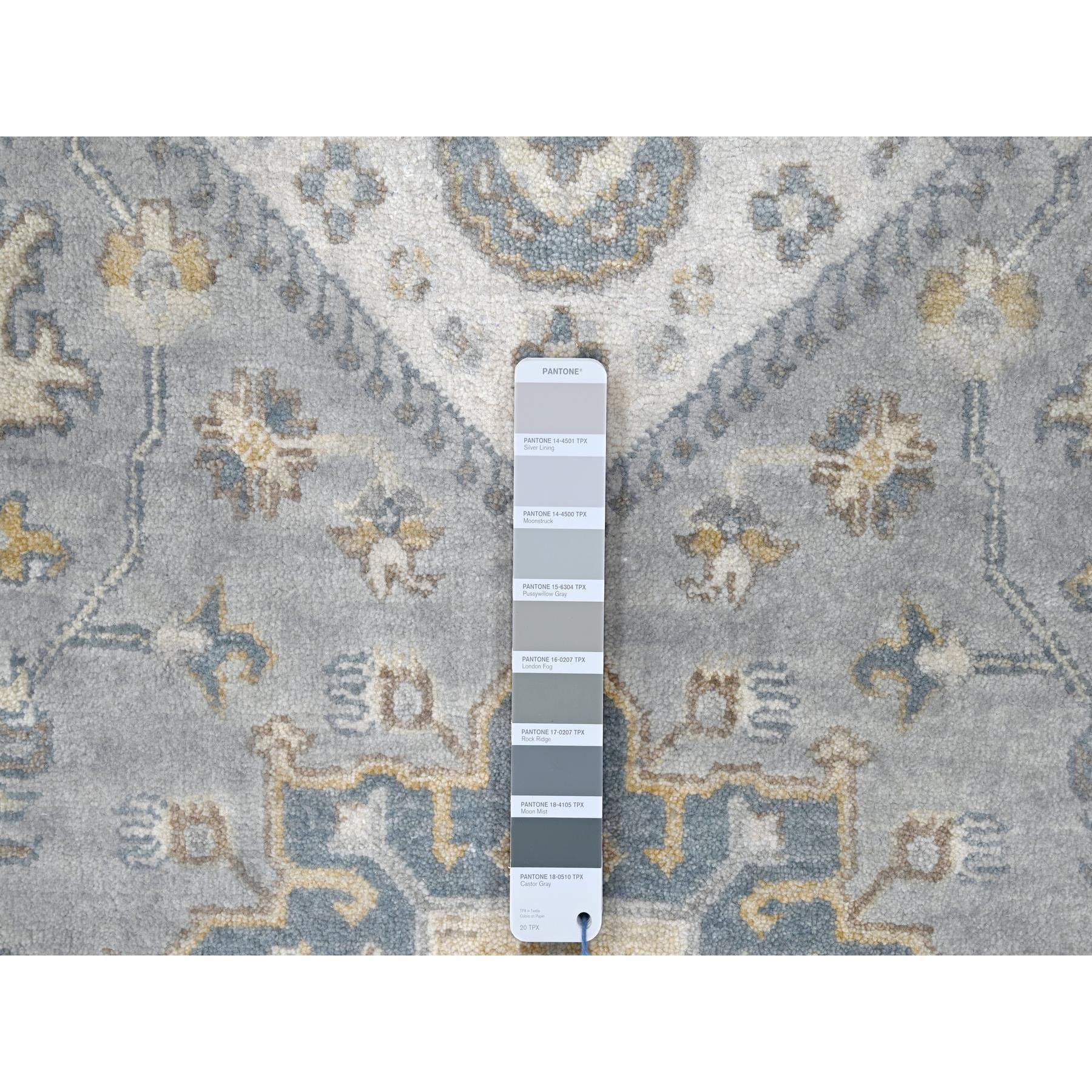 14'x17'9" Chrome Gray, Karajeh and Geometric Design, Hand Knotted, Organic Wool, Oversized, Oriental Rug Sh10070