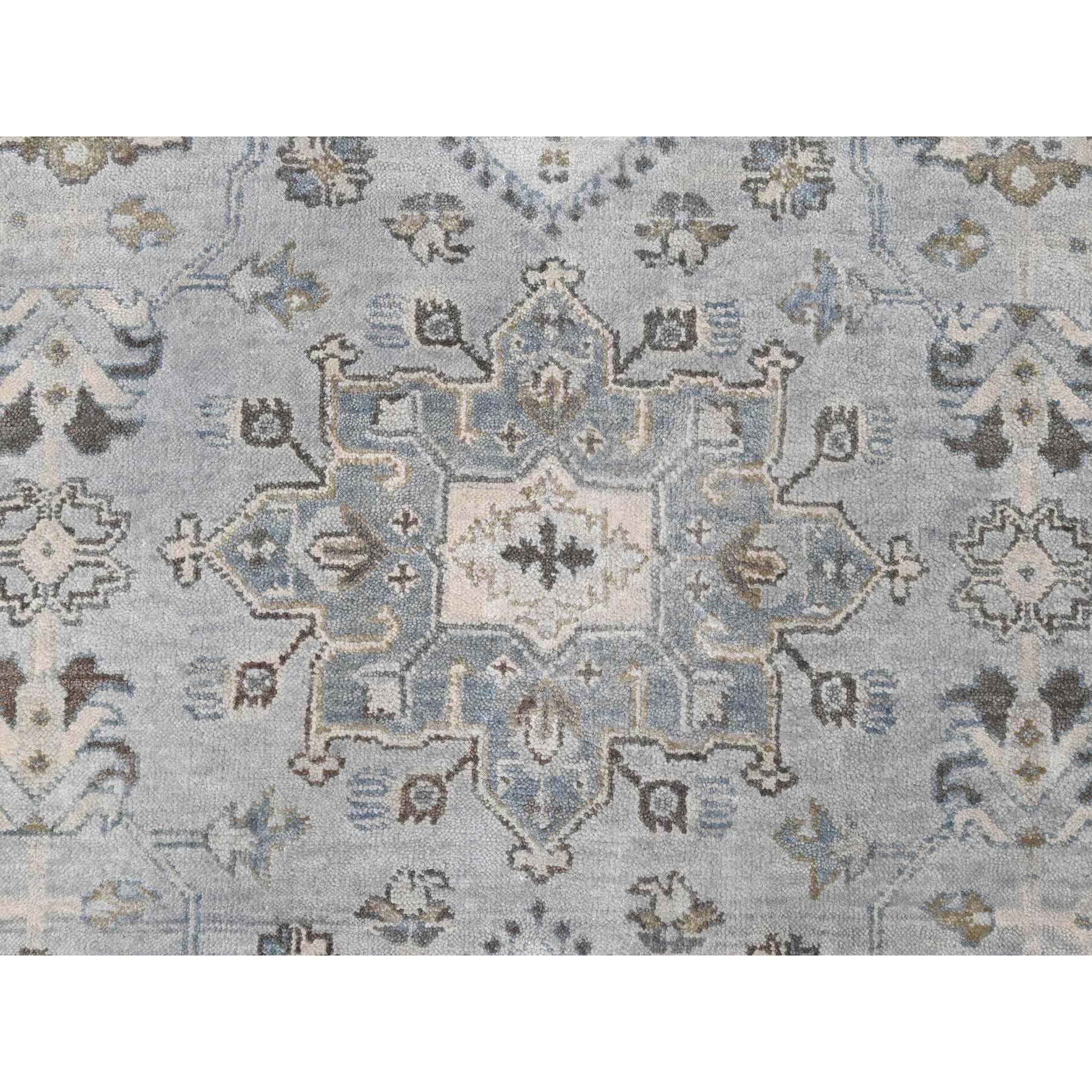 14'x17'9" Chrome Gray, Karajeh and Geometric Design, Hand Knotted, Organic Wool, Oversized, Oriental Rug Sh10070