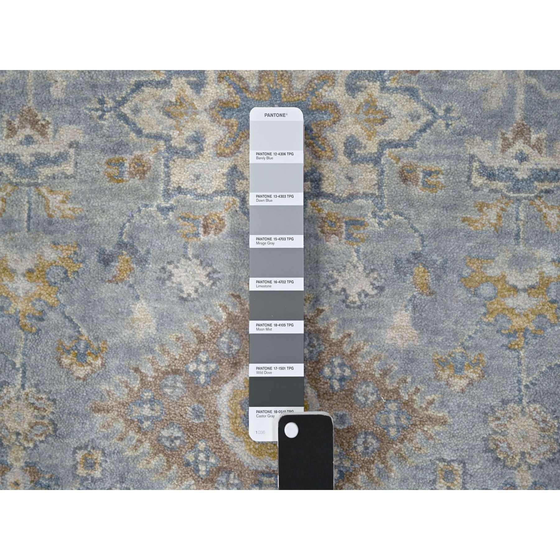 2'7"x9'9" Cloud Gray, Organic Wool, Karajeh and Geometric Design, Hand Knotted, Runner, Oriental Rug Sh10073