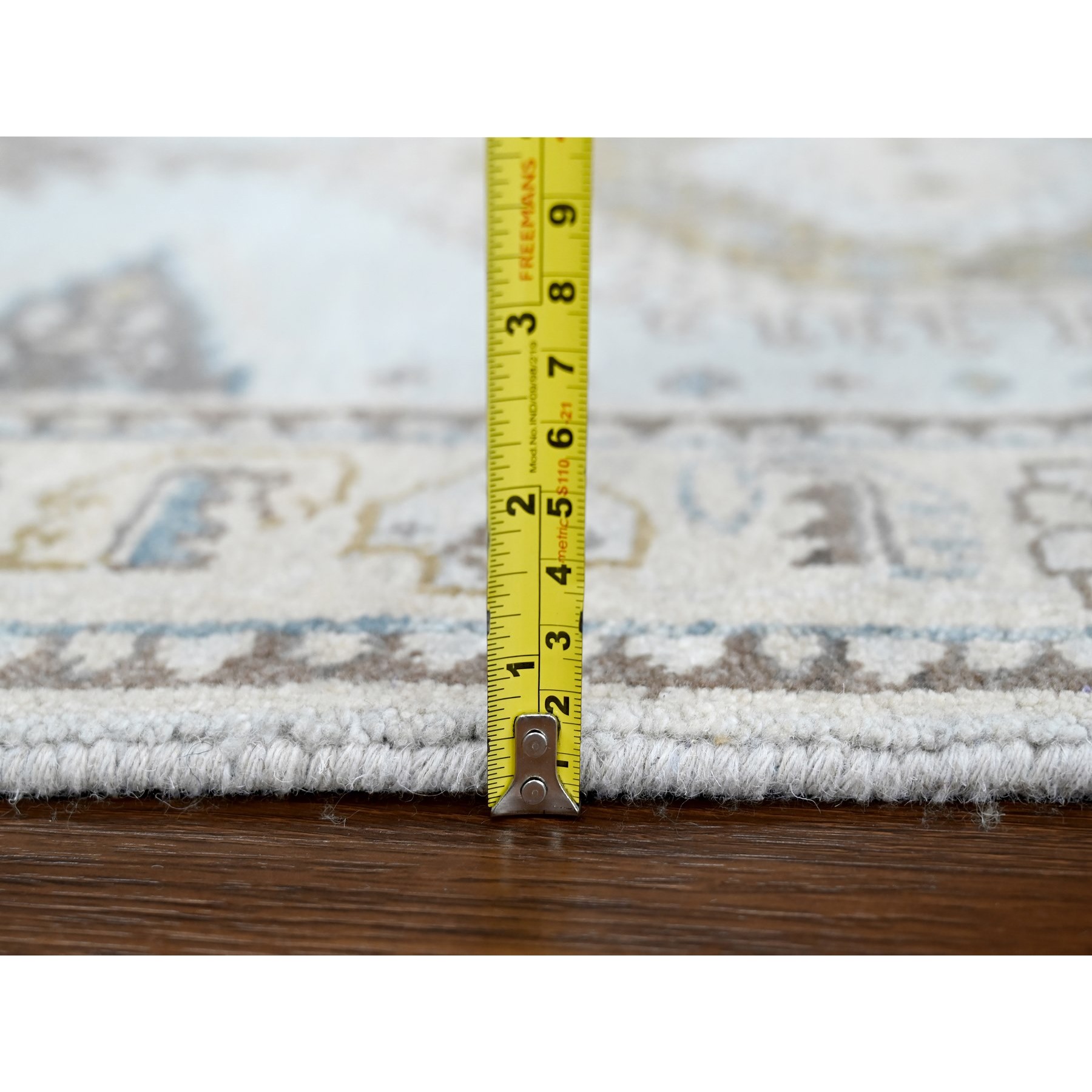 2'9"x21'9" Medium Gray, Persian Village Inspired Geometric Elements Design, Natural Dyes, Denser Weave, Organic Wool, Hand Knotted, XL Runner, Oriental Rug Sh10077