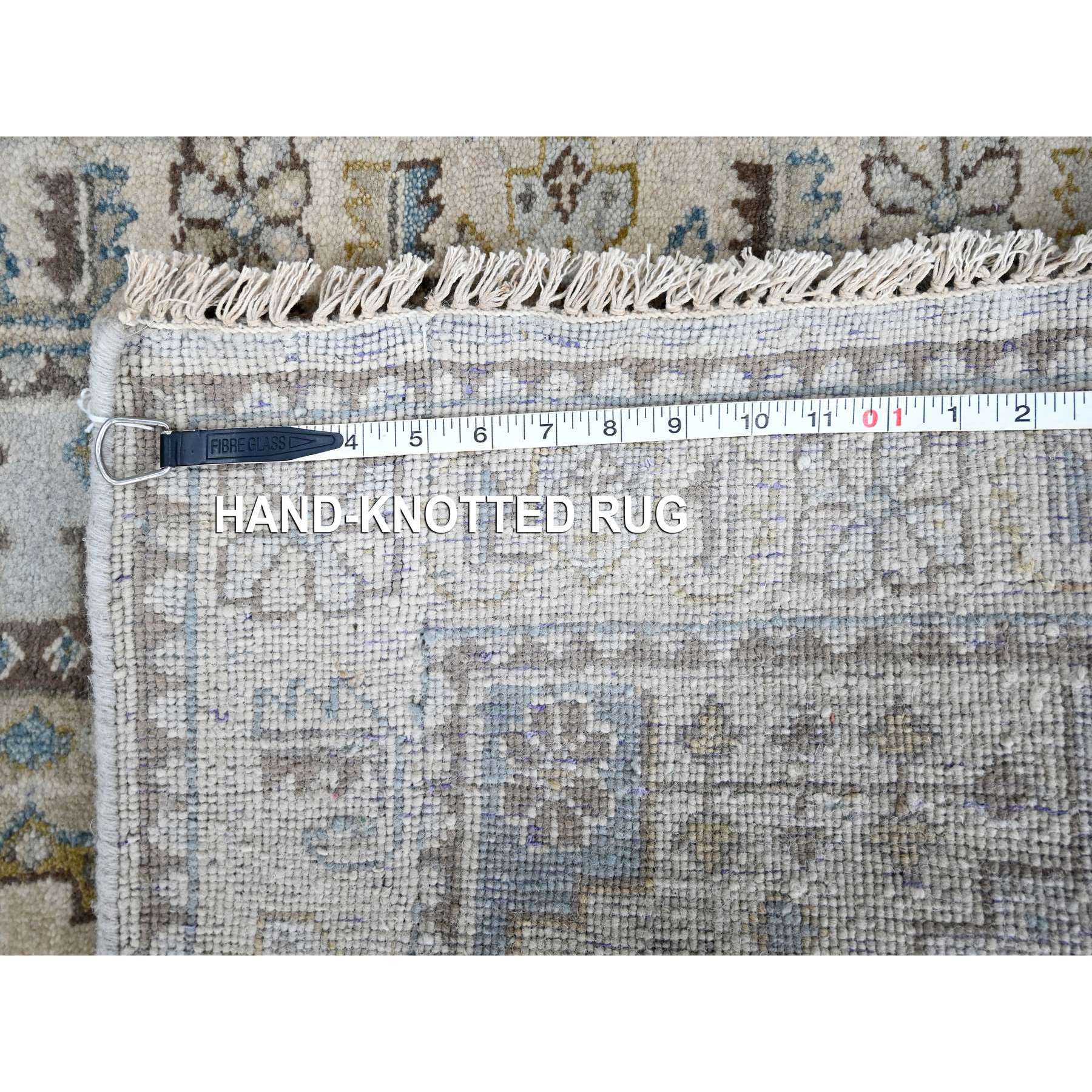 2'9"x21'9" Medium Gray, Persian Village Inspired Geometric Elements Design, Natural Dyes, Denser Weave, Organic Wool, Hand Knotted, XL Runner, Oriental Rug Sh10077