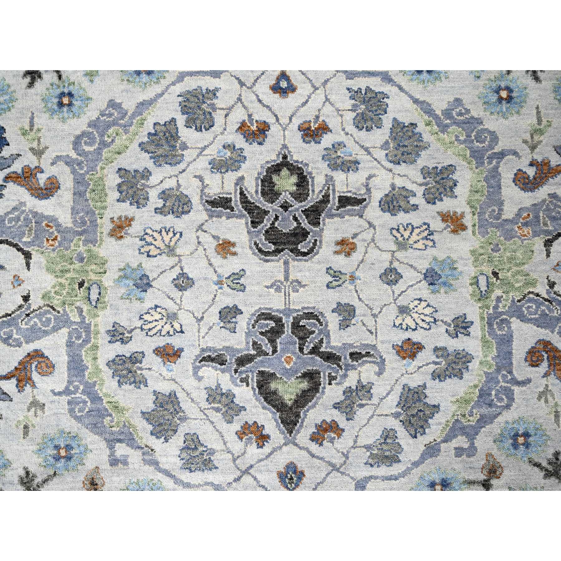 8'x13'9" Daisy White, Denser Weave, Oushak with Floral Motifs, Hand Knotted, Natural Wool, Wide Gallery Size, Oriental Rug Sh10087