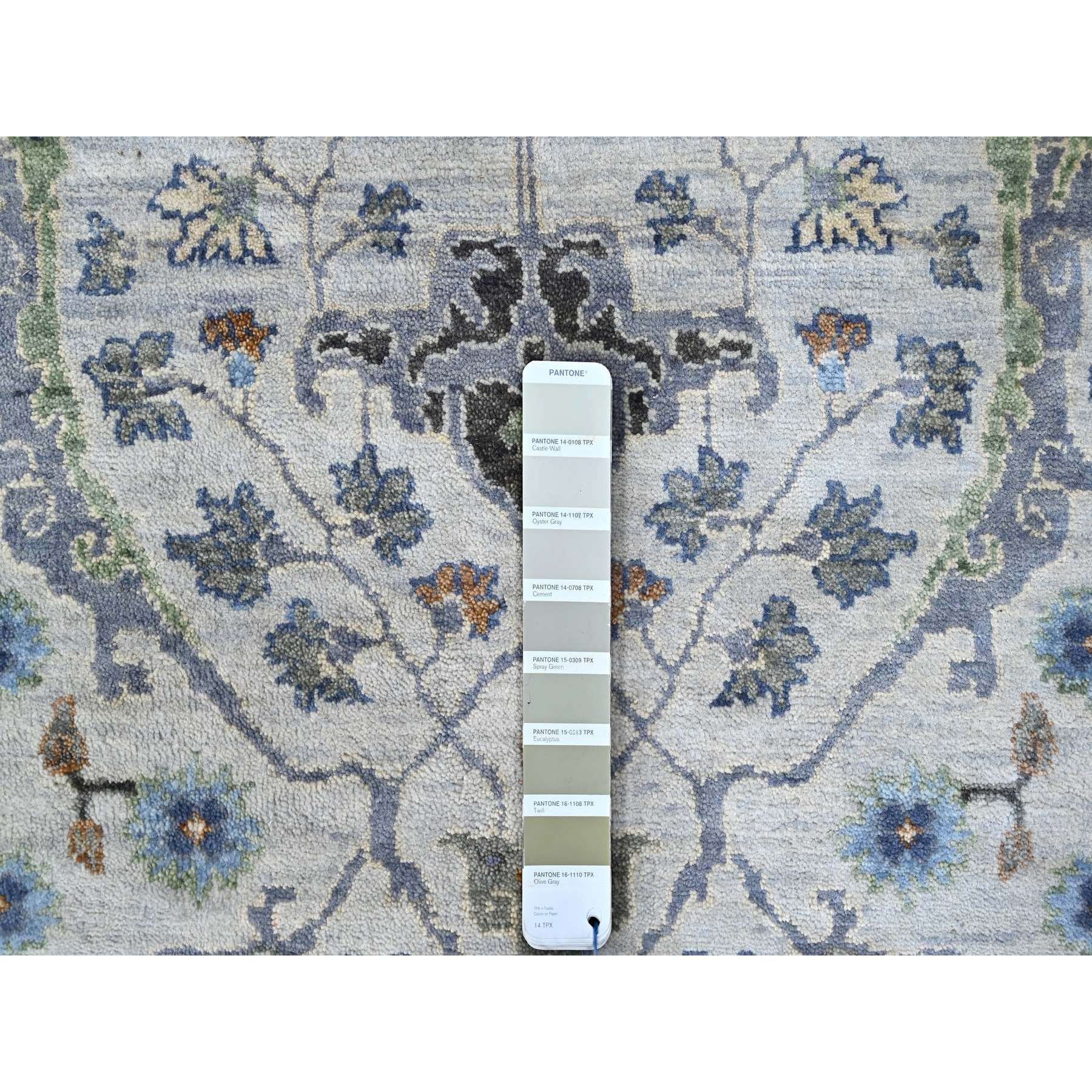 5'9"x11'10" Pearl White, Oushak with Floral Motifs, Pure Wool, Hand Knotted, Denser Weave, Gallery Size Wide Runner, Oriental Rug Sh10108