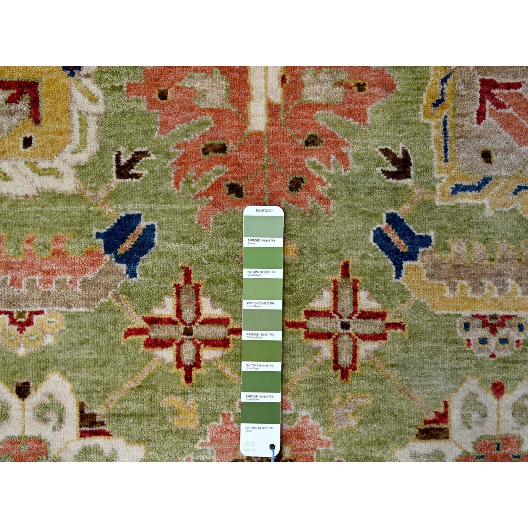 8'10"x11'10" Olive Green, All Over Heriz Design, Natural Dyes, Plush and Lush, Pure Wool, Hand Knotted, Oriental Rug Sh10114
