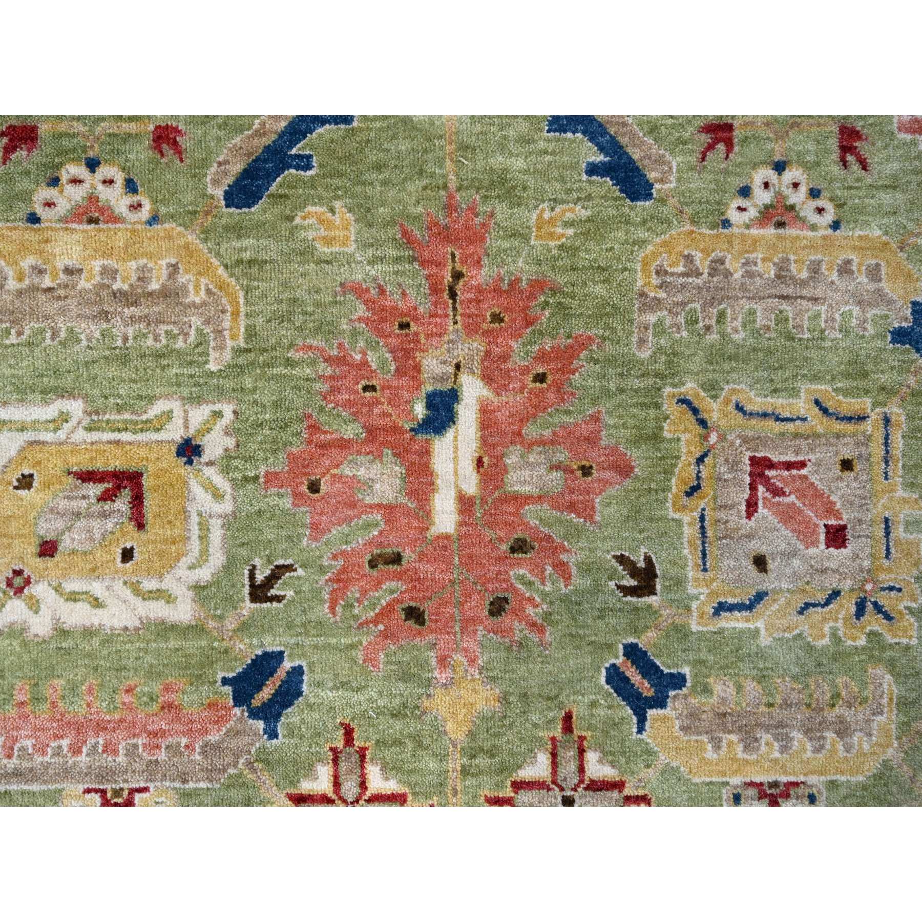 8'10"x11'10" Olive Green, All Over Heriz Design, Natural Dyes, Plush and Lush, Pure Wool, Hand Knotted, Oriental Rug Sh10114