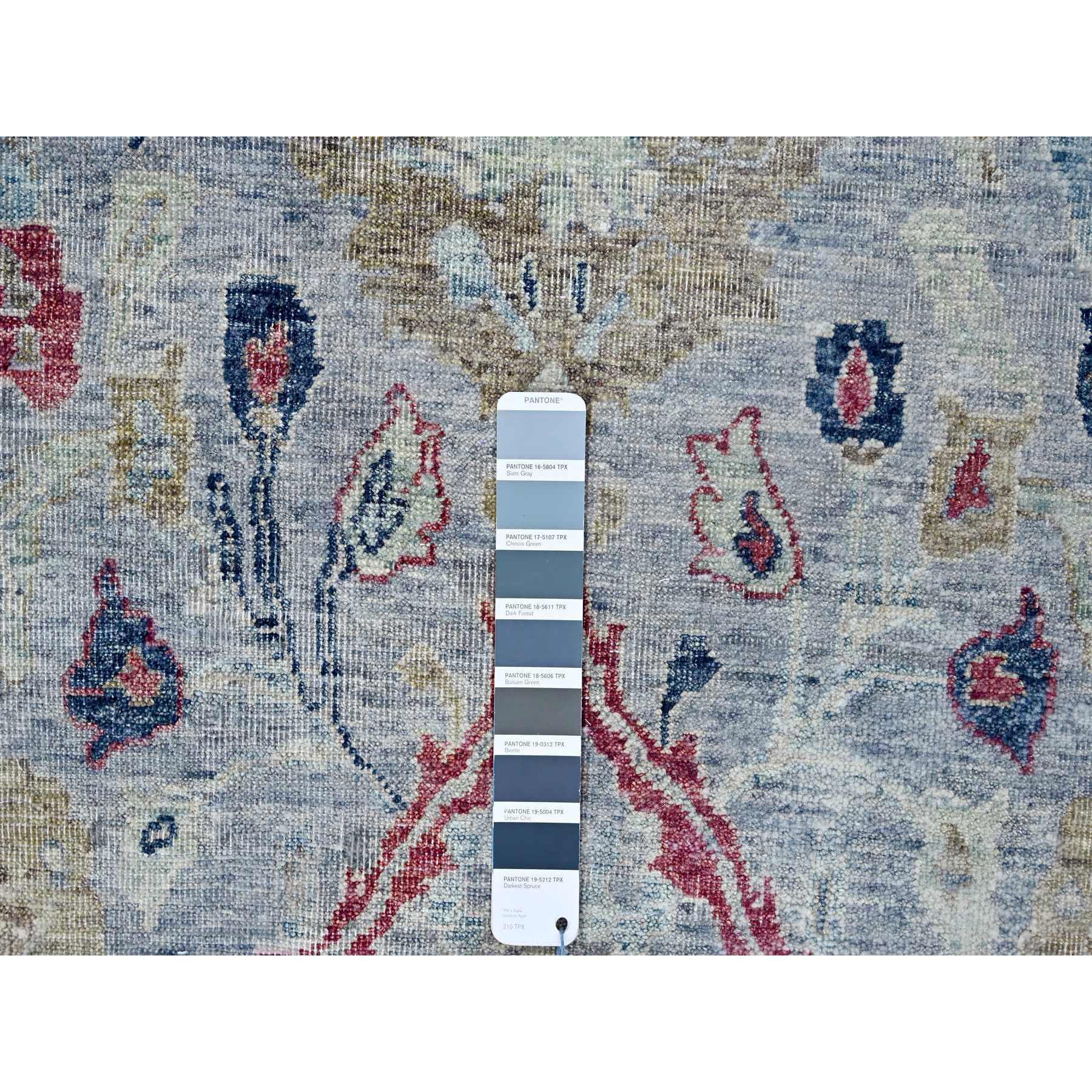 8'2"x11'5" Slate Gray, Antiqued Tabriz Design, Distressed, Zero Pile, Shaved Low, 100% Wool, Hand Knotted, Oriental Rug Sh10138