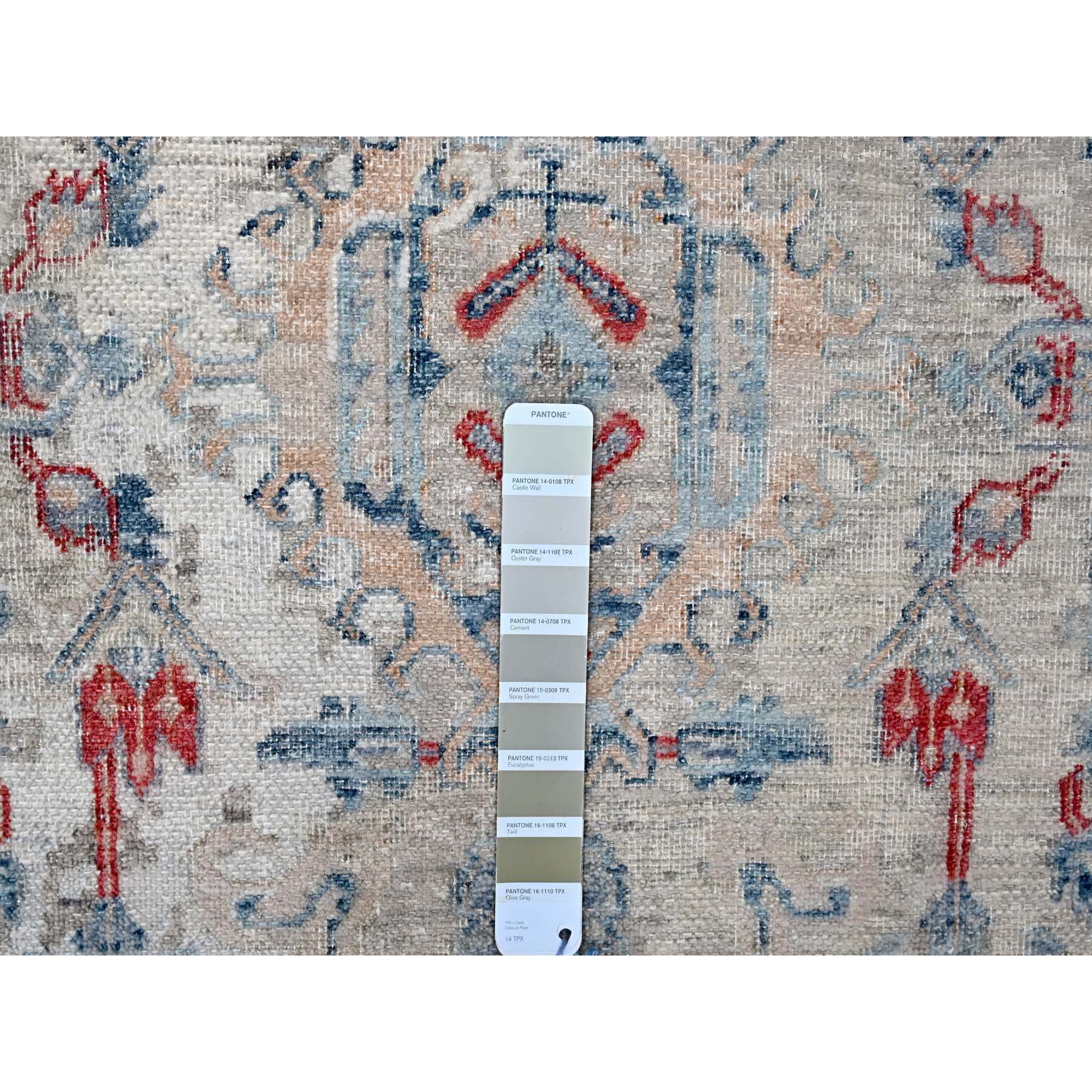 8'9"x11'9" Shades of Blue, Antiqued Tabriz Design, Distressed with Abrash, Zero Pile, Shaved Low, 100% Wool, Hand Knotted, Oriental Rug Sh10142