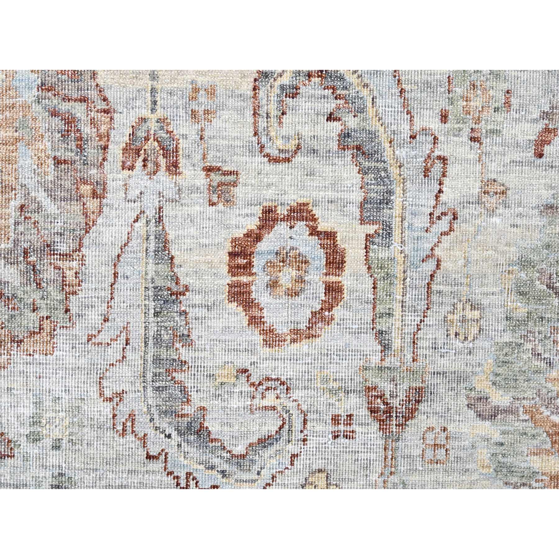 9'x11'9" Misty Gray, 100% Wool, Antiqued Persian Ziegler Mahal Design, Distressed, Zero Pile, Shaved Low, Hand Knotted, Oriental Rug Sh10153