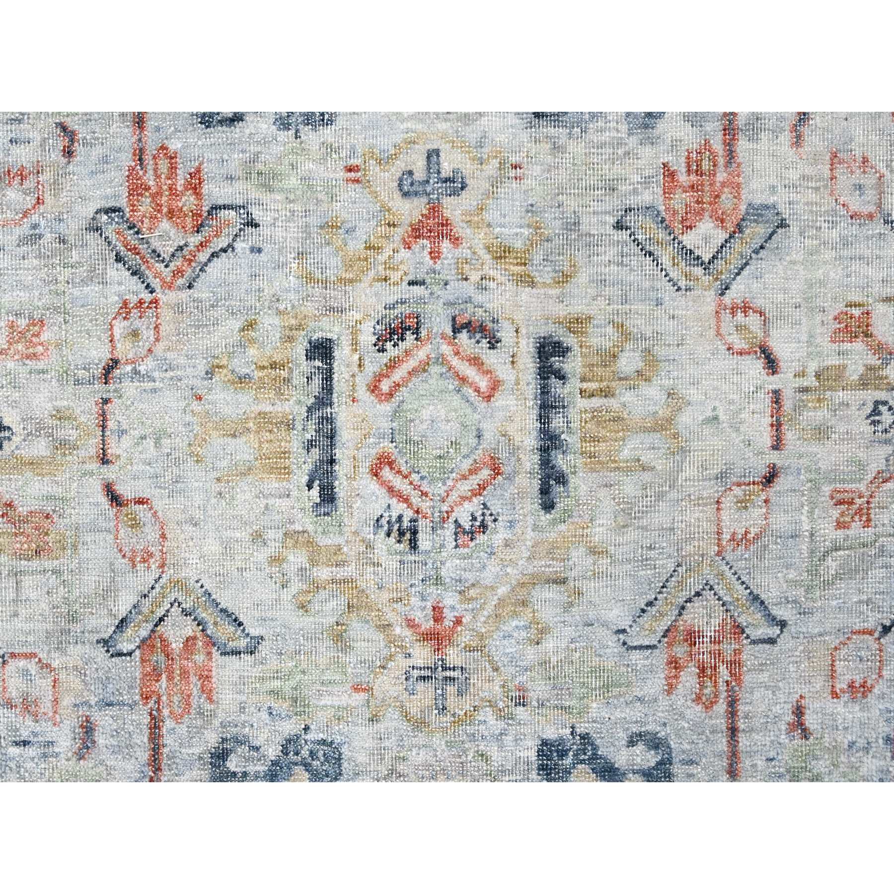 8'10"x11'9" Medium Gray, Antiqued Persian Ziegler Mahal Design, Distressed, Zero Pile, Shaved Low, 100% Wool, Hand Knotted, Oriental Rug Sh10165
