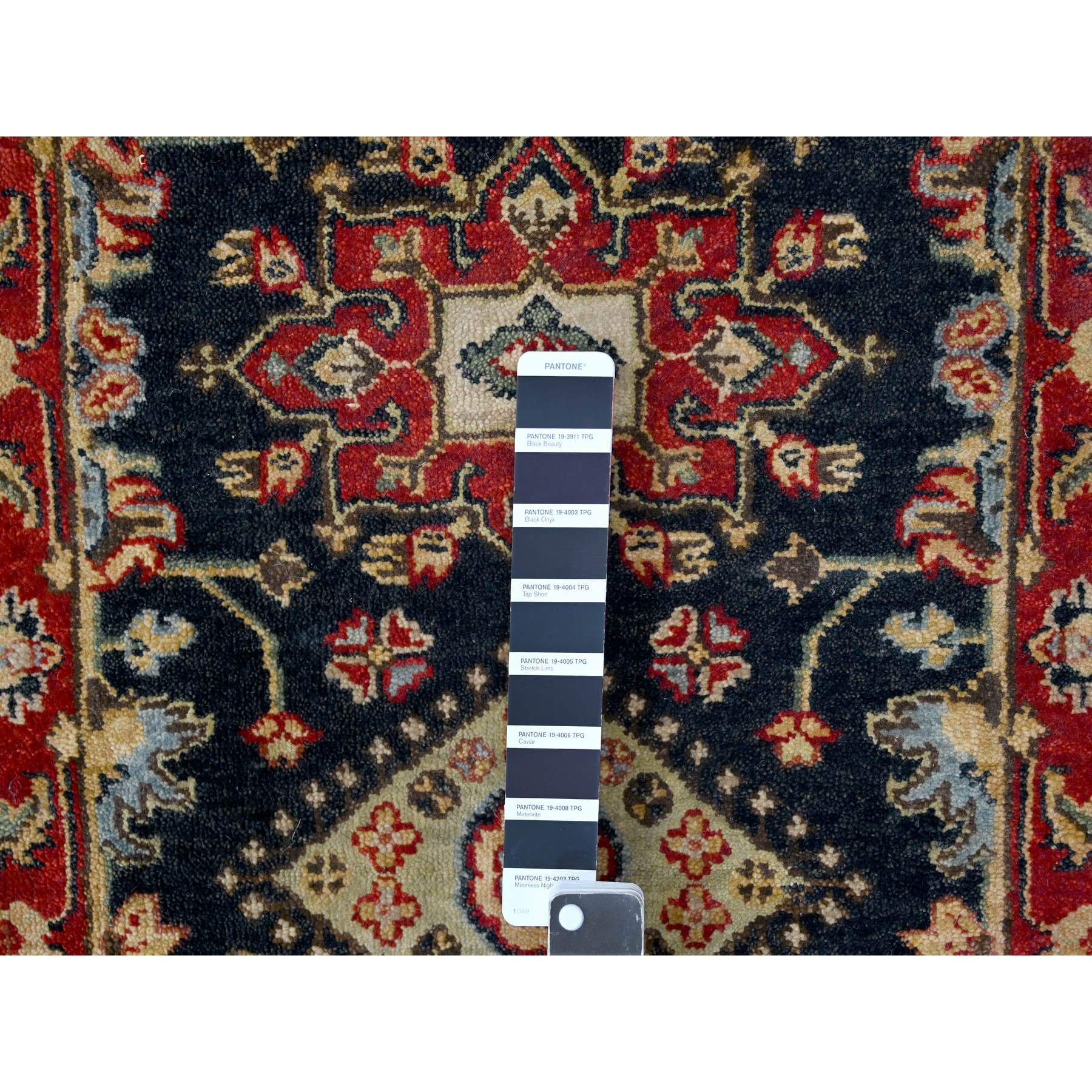 2'x3' Power Black, Hand Knotted, Karajeh with Medallion Design, Vegetable Dyes, Soft Pile, 100% Wool, Mat, Oriental Rug Sh10182