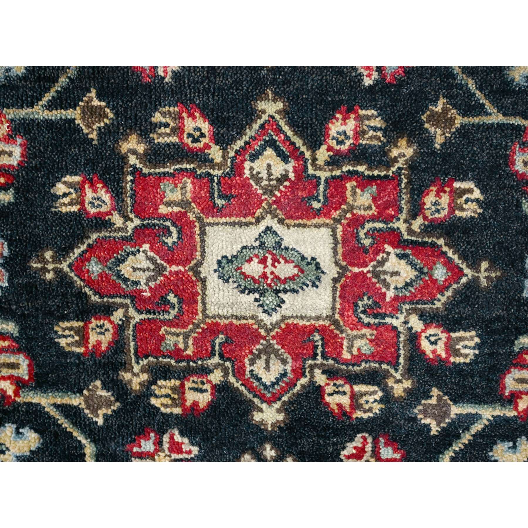 2'x3' Power Black, Hand Knotted, Karajeh with Medallion Design, Vegetable Dyes, Soft Pile, 100% Wool, Mat, Oriental Rug Sh10182