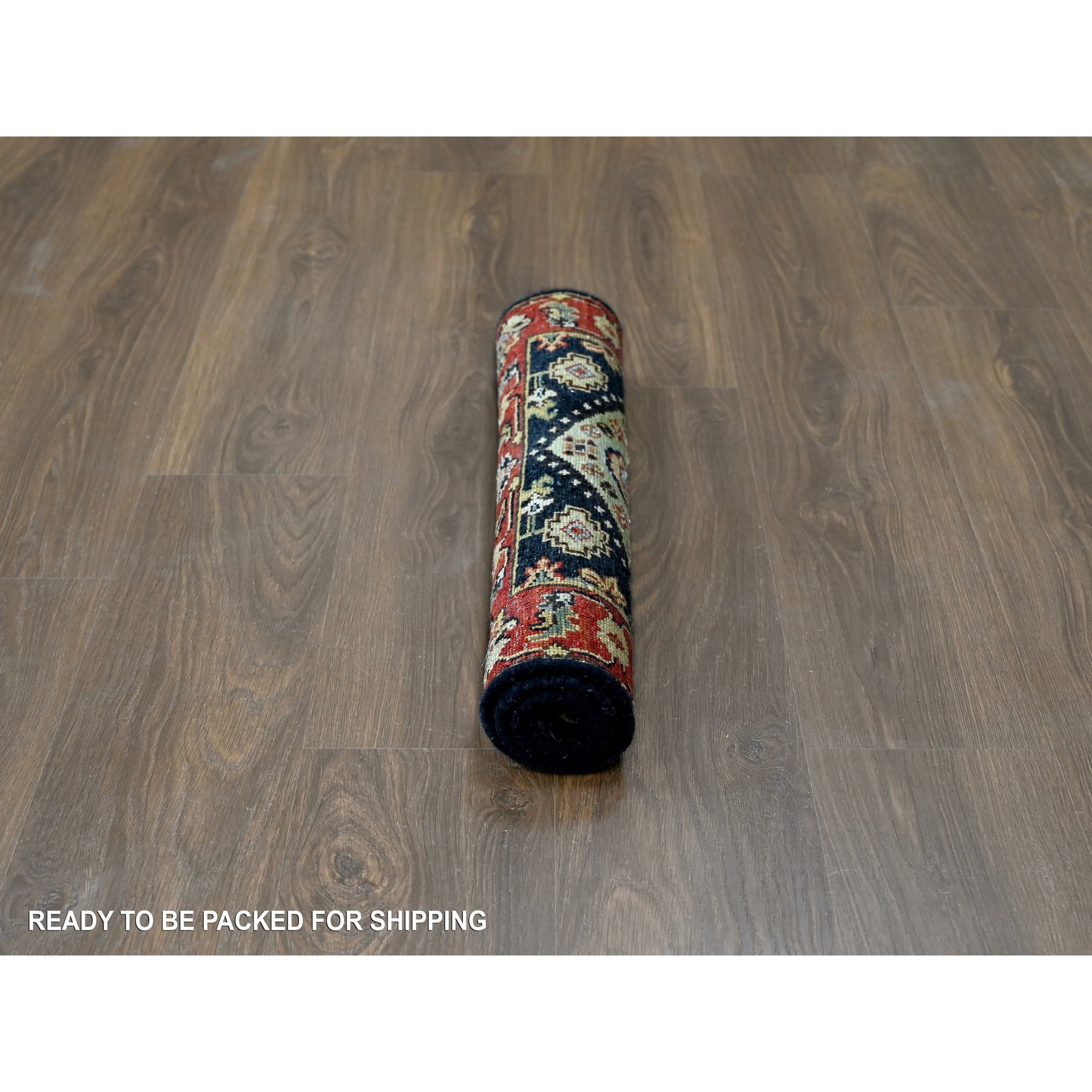 2'x3' Power Black, Hand Knotted, Karajeh with Medallion Design, Vegetable Dyes, Soft Pile, 100% Wool, Mat, Oriental Rug Sh10182