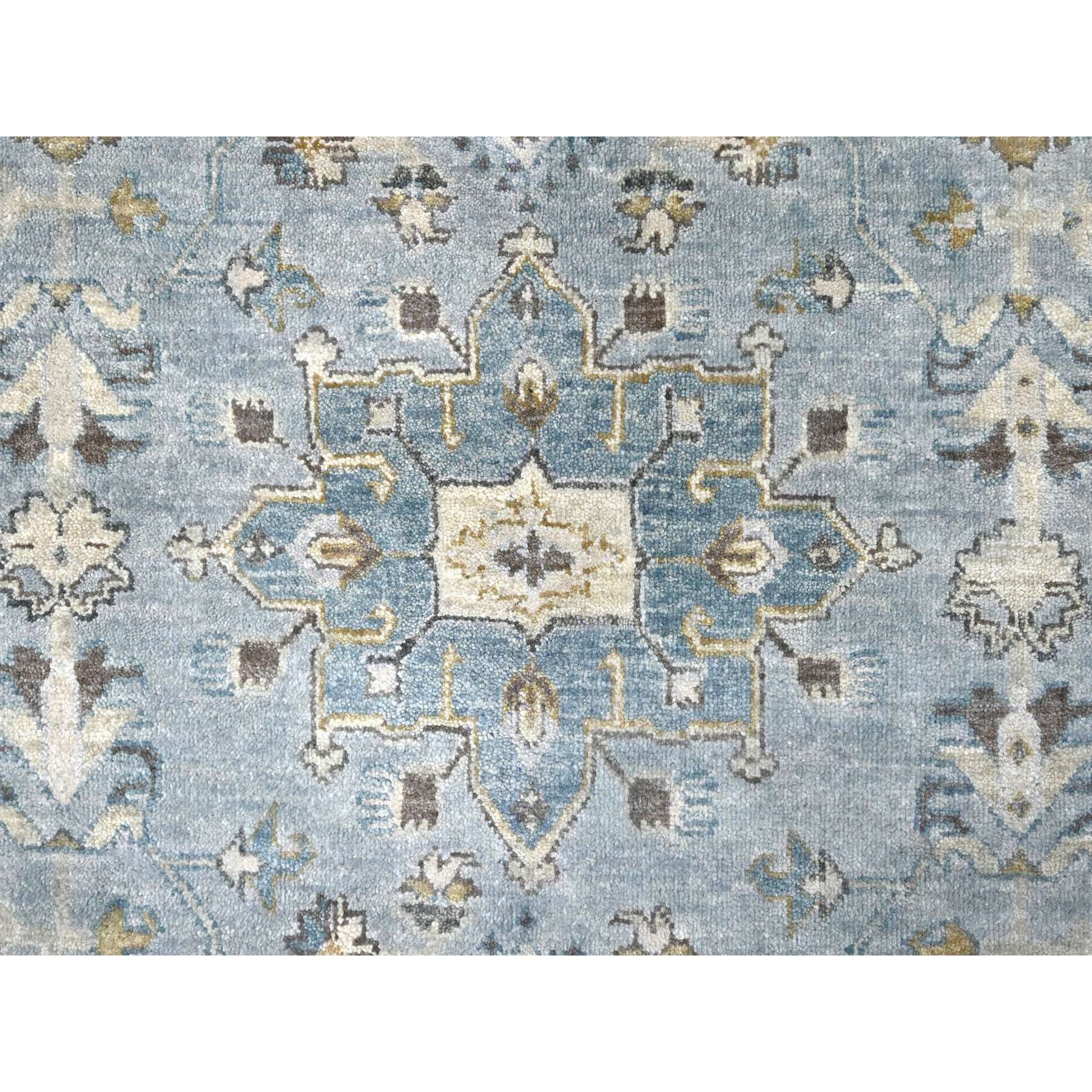 12'x13'8" Slate Gray, Hand Knotted, Karajeh Design with Tribal Medallions, Densely Woven, Vegetable Dyes, Pure Wool, Squarish, Oriental Rug Sh10187