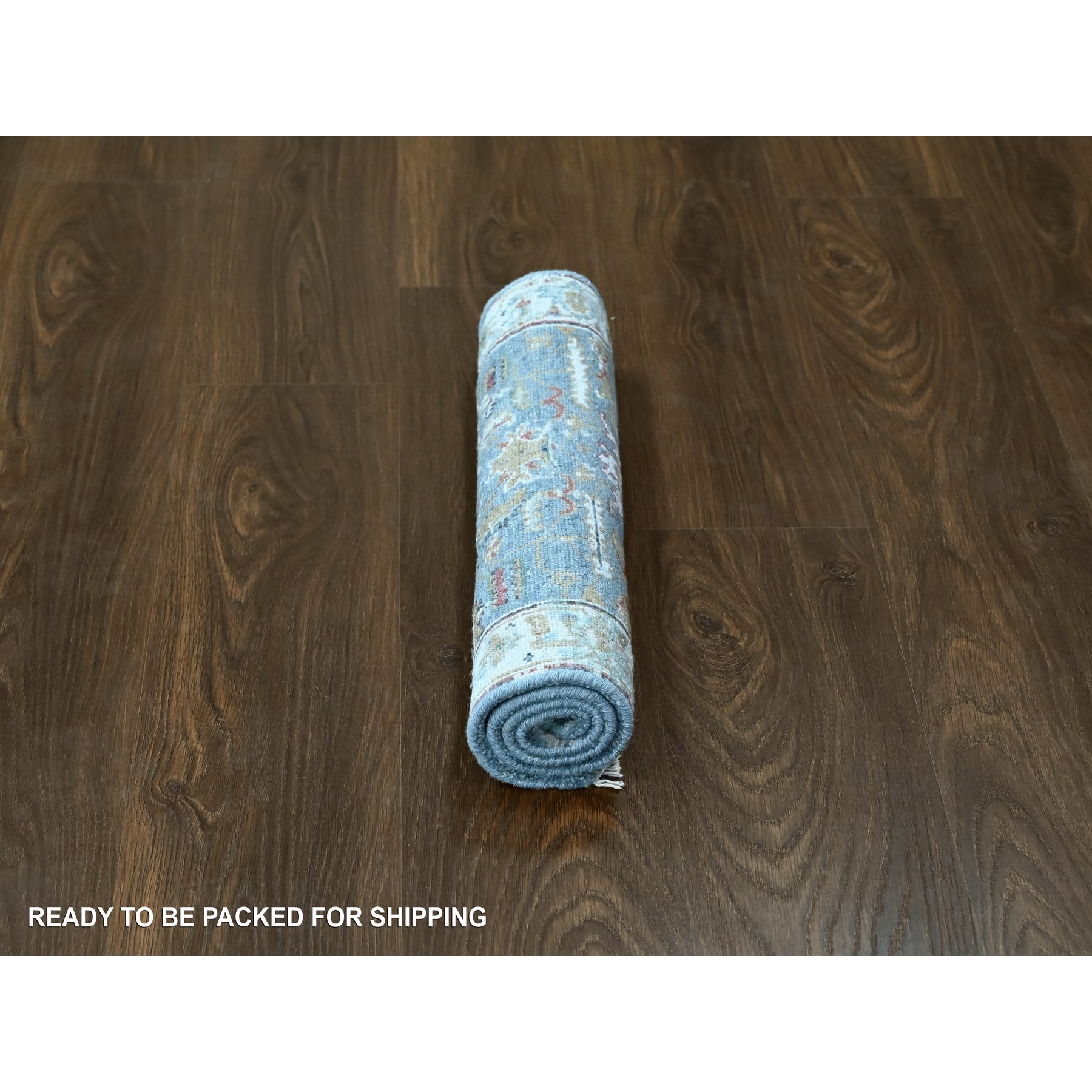 2'x2'10" Slate Gray, Broken and Erased Persian Heriz All Over Design with Soft Color Palette, Dense Weave, Pure Wool, Hand Knotted, Mat, Oriental Rug Sh10188
