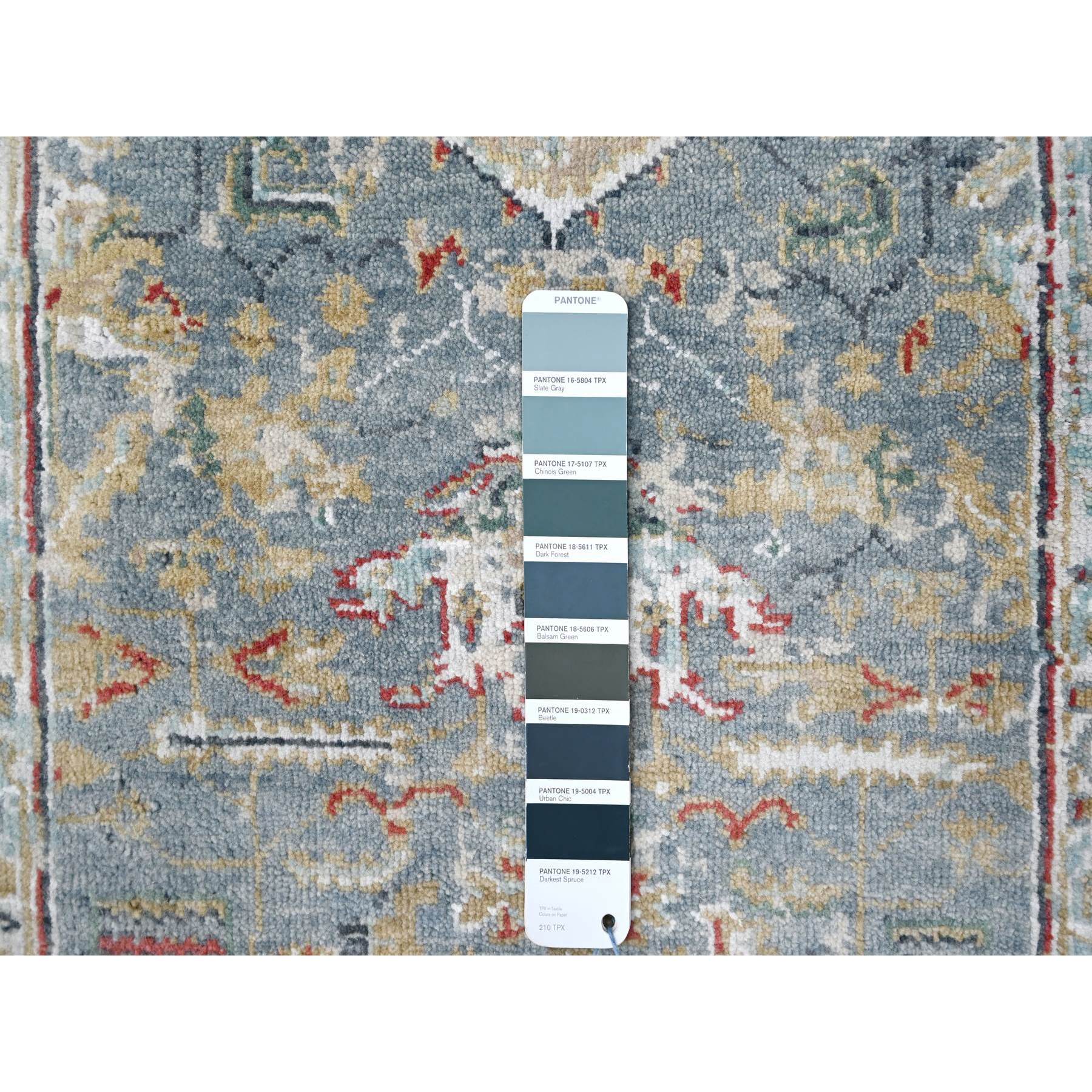 2'x3' Marengo Gray, Hand Knotted, Broken and Erased Persian Heriz All Over Design with Soft Color Palette, Dense Weave, Natural Wool, Mat, Oriental Rug Sh10189