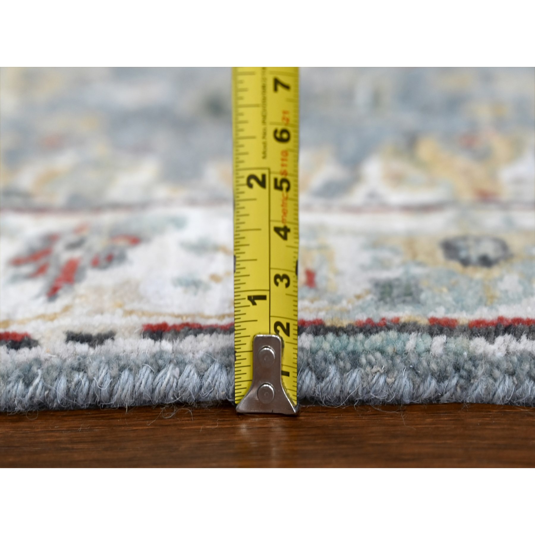 2'x3' Marengo Gray, Hand Knotted, Broken and Erased Persian Heriz All Over Design with Soft Color Palette, Dense Weave, Natural Wool, Mat, Oriental Rug Sh10189