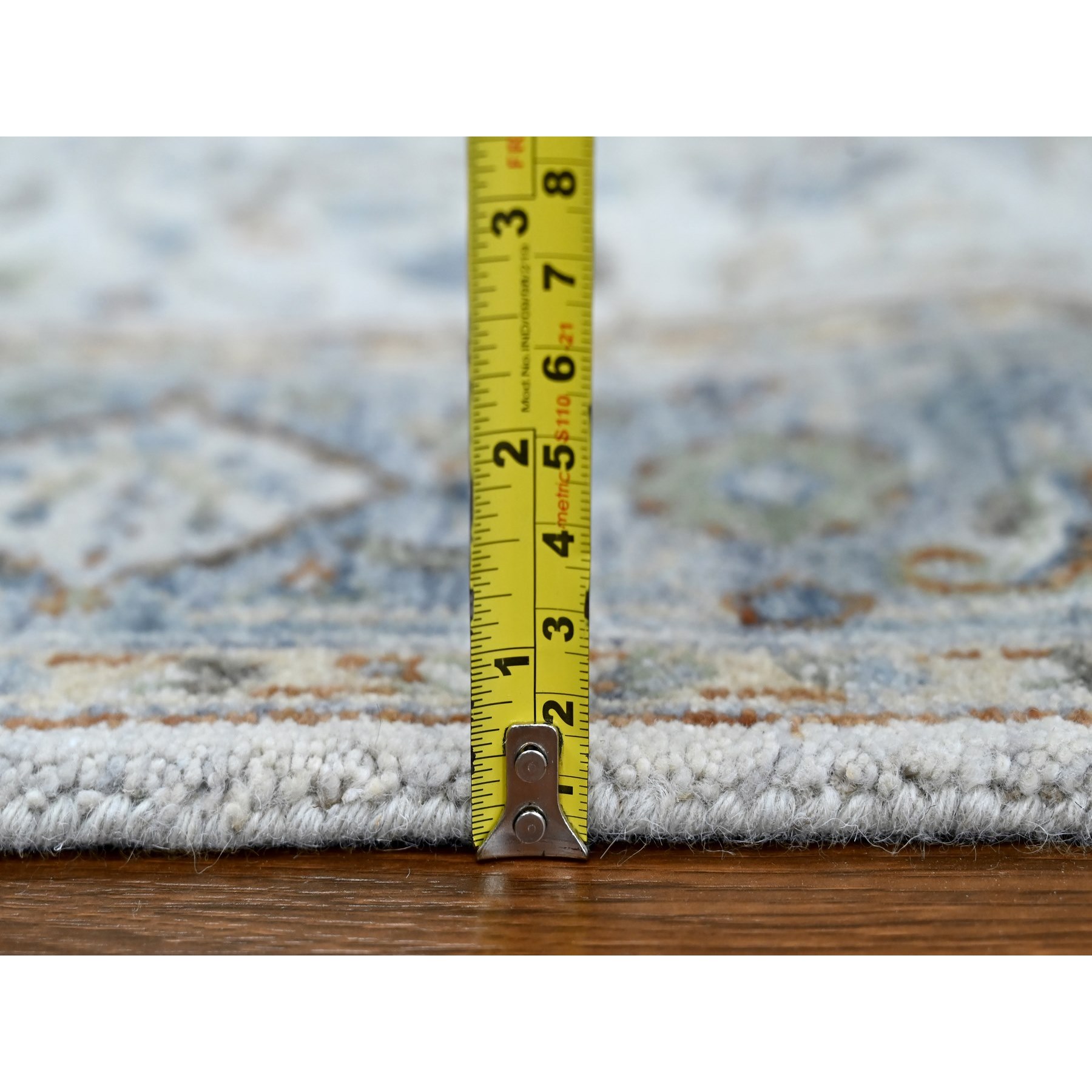 4'x5'9" Cotton White, Oushak with Floral Motifs, Pure Wool, Soft Pile, Hand Knotted, Densely Woven, Oriental Rug Sh10193