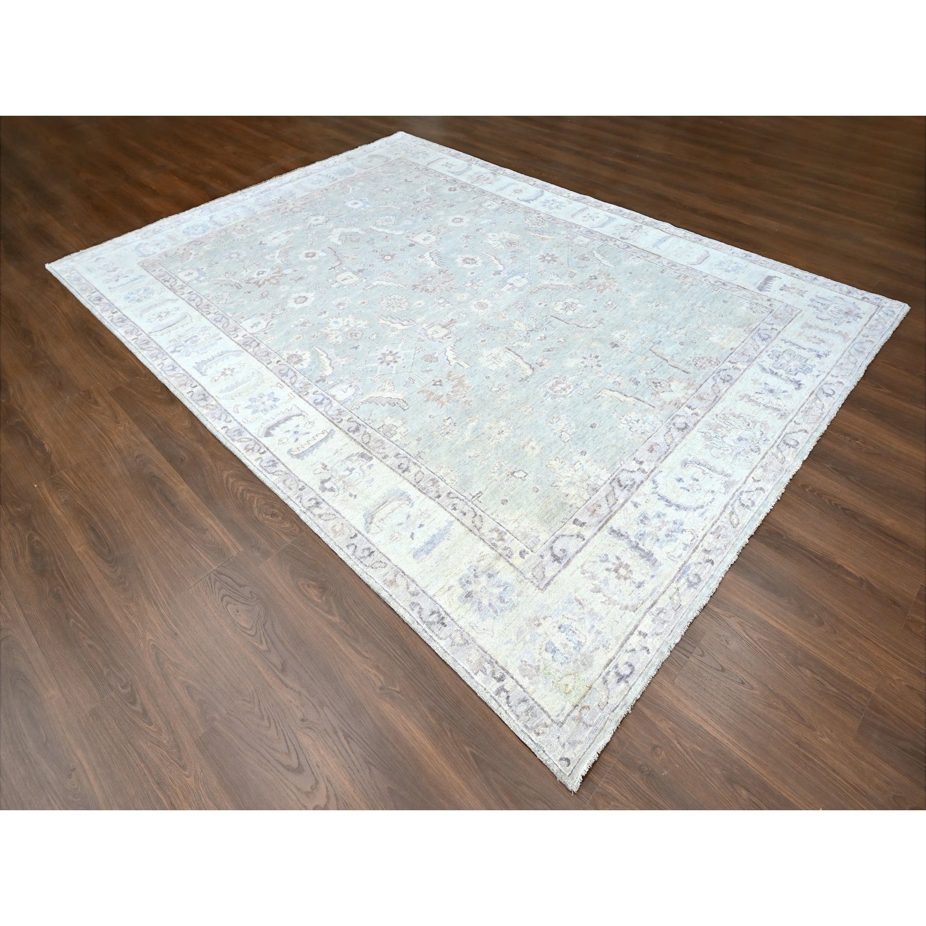 9'x12' Cloud Gray, Supple Collection, Oushak Design, Hand Knotted, Lush and Plush, Pure Wool, Soft Pile, Veggie Dyes, Oriental Rug Sh10210