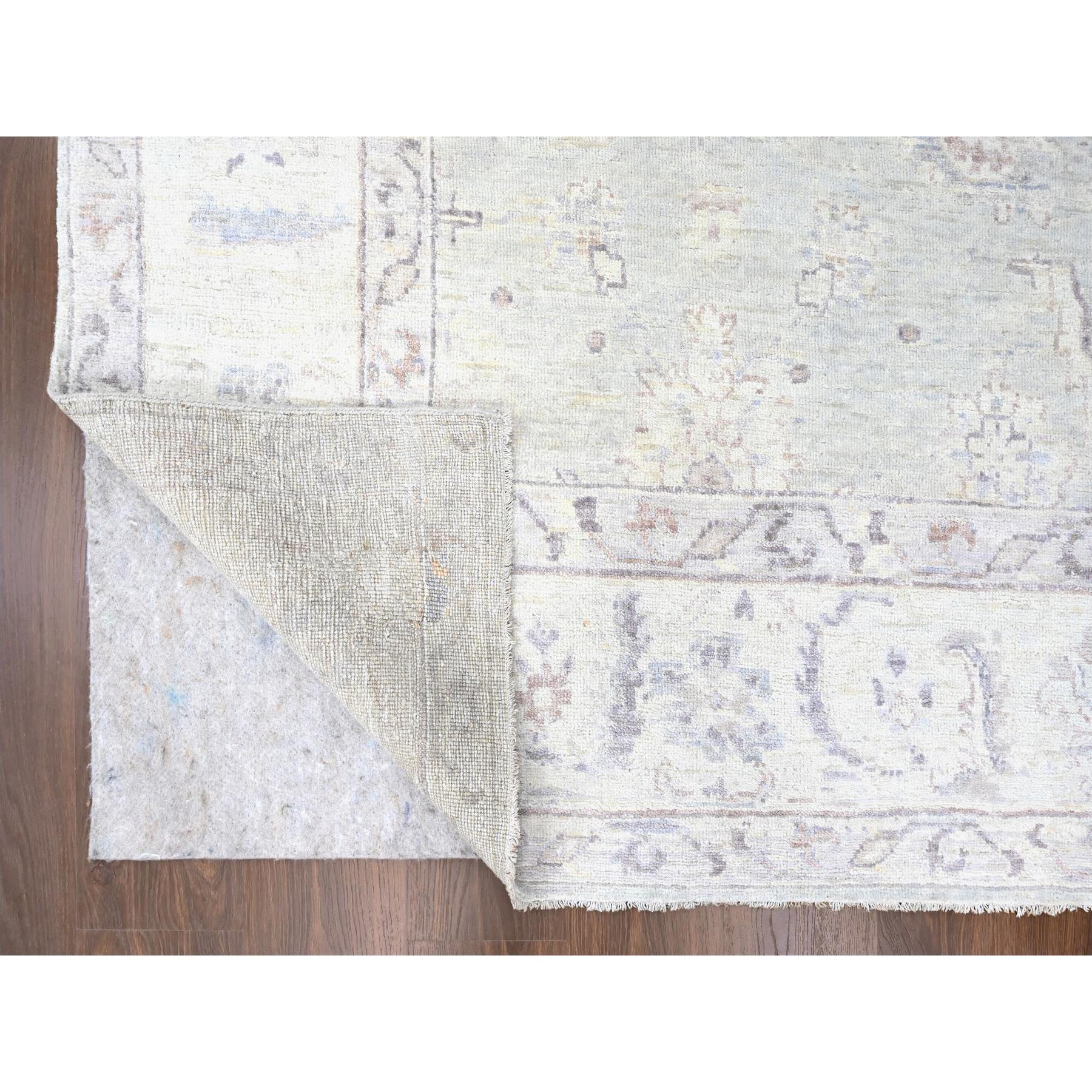 9'x12' Cloud Gray, Supple Collection, Oushak Design, Hand Knotted, Lush and Plush, Pure Wool, Soft Pile, Veggie Dyes, Oriental Rug Sh10210