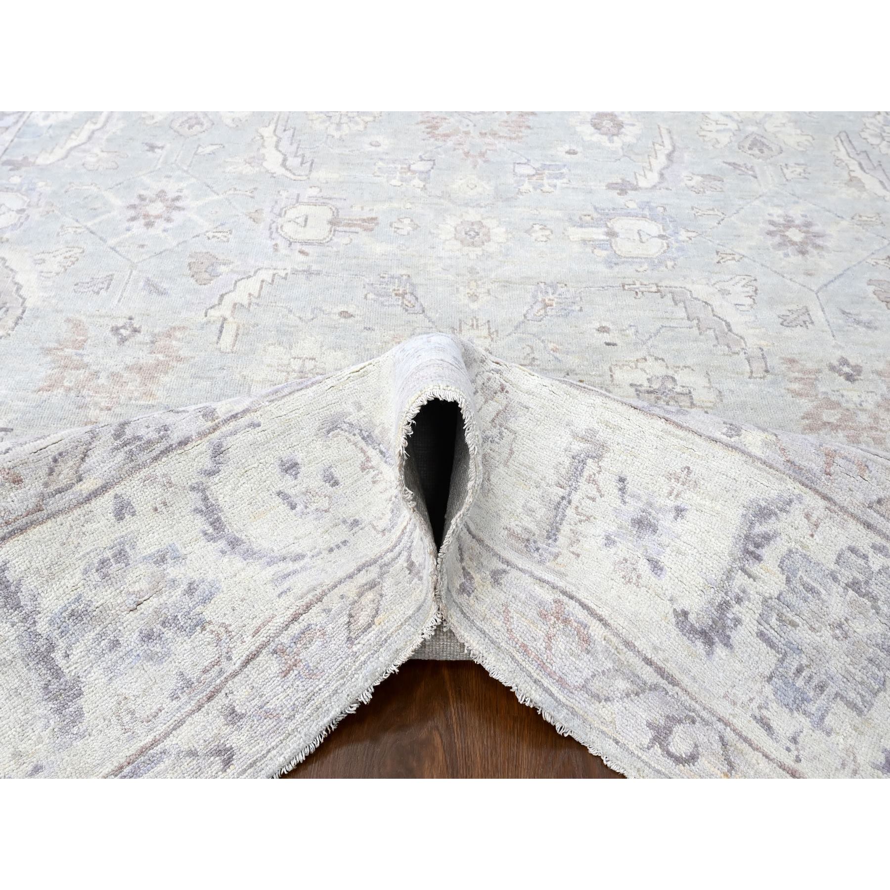 9'x12' Cloud Gray, Supple Collection, Oushak Design, Hand Knotted, Lush and Plush, Pure Wool, Soft Pile, Veggie Dyes, Oriental Rug Sh10210