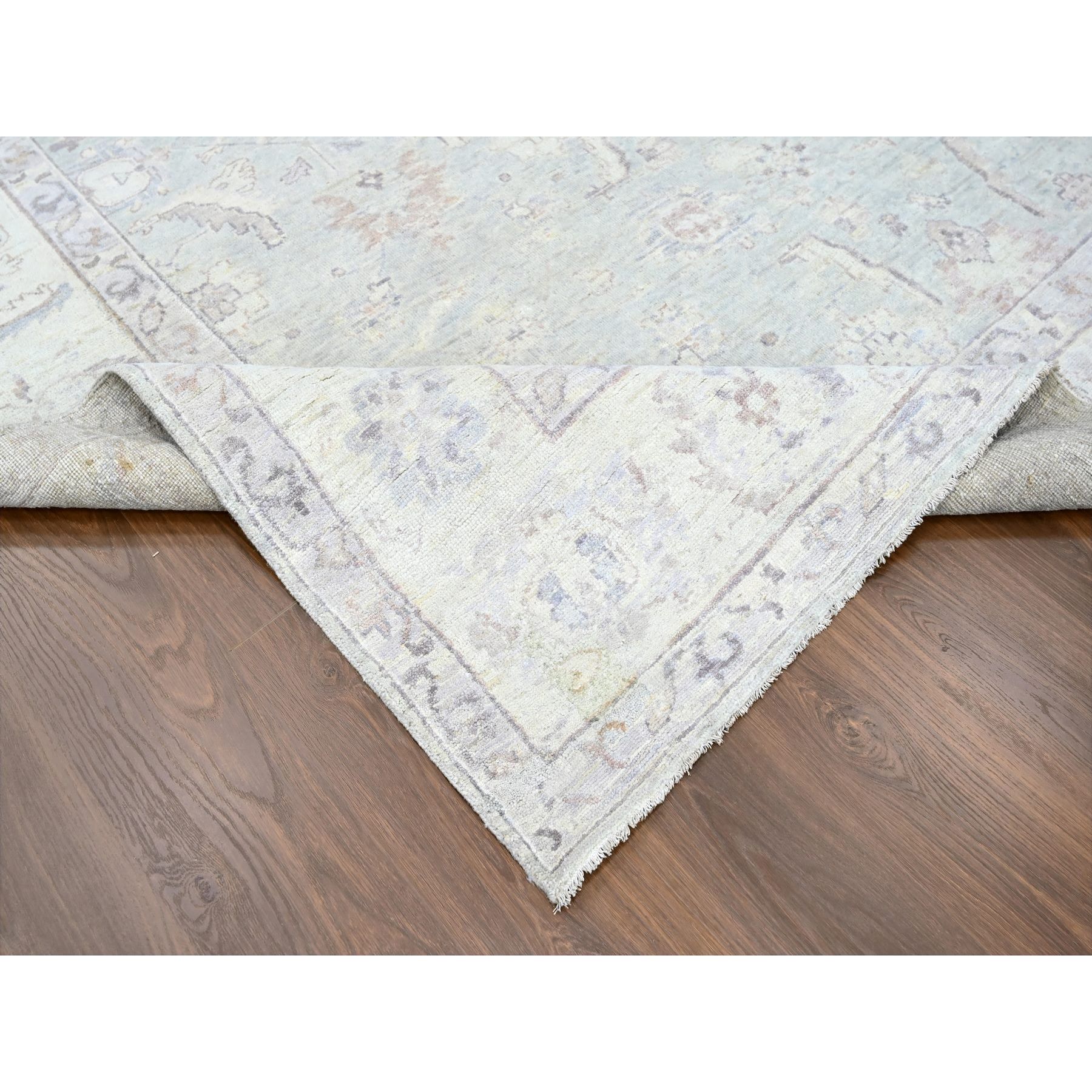 9'x12' Cloud Gray, Supple Collection, Oushak Design, Hand Knotted, Lush and Plush, Pure Wool, Soft Pile, Veggie Dyes, Oriental Rug Sh10210