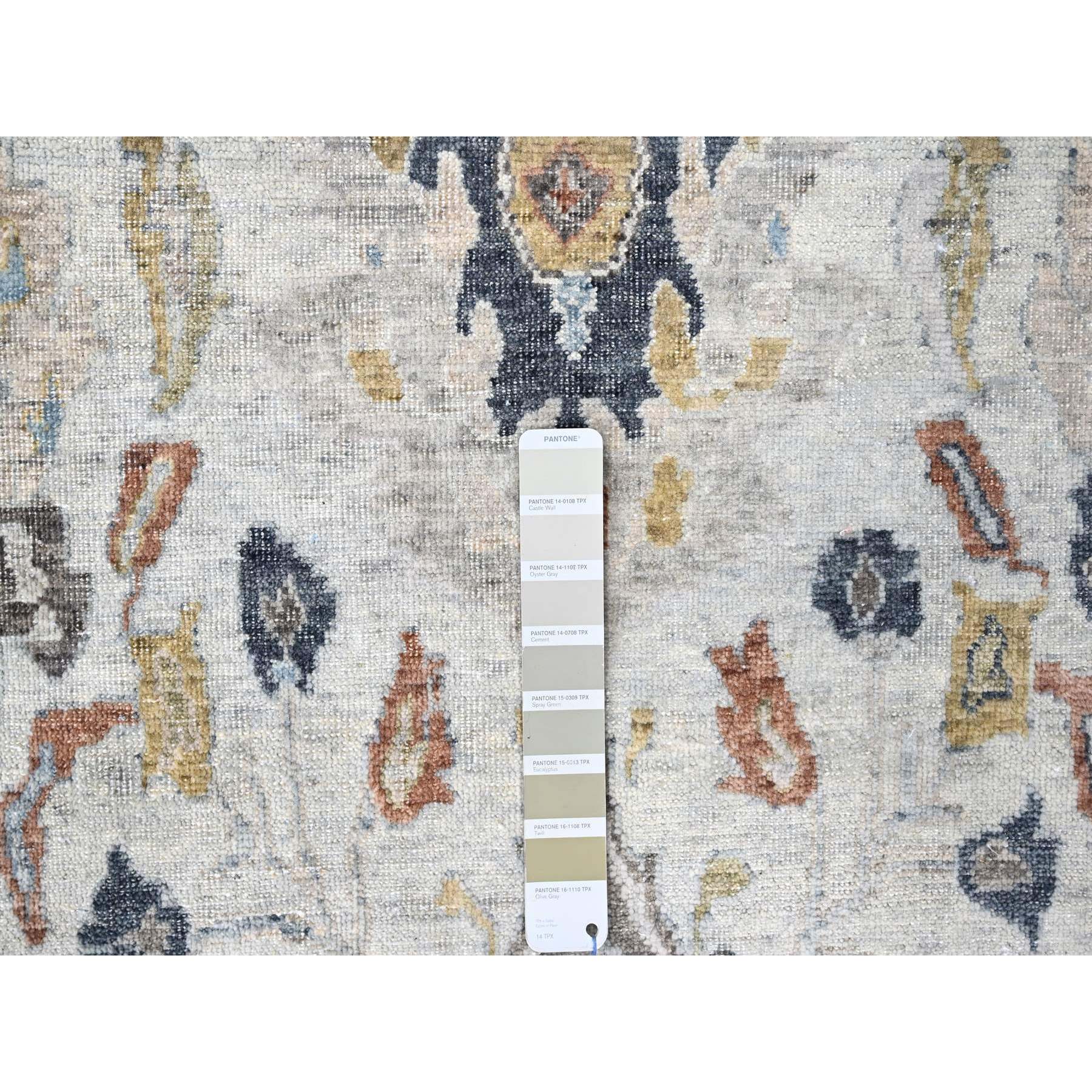 9'x12' Oyster Gray, Antiqued Persian Ziegler Mahal Design, Distressed, Zero Pile, Shaved Low, Oxidized Hand Knotted, 100% Wool, Oriental Rug Sh10214