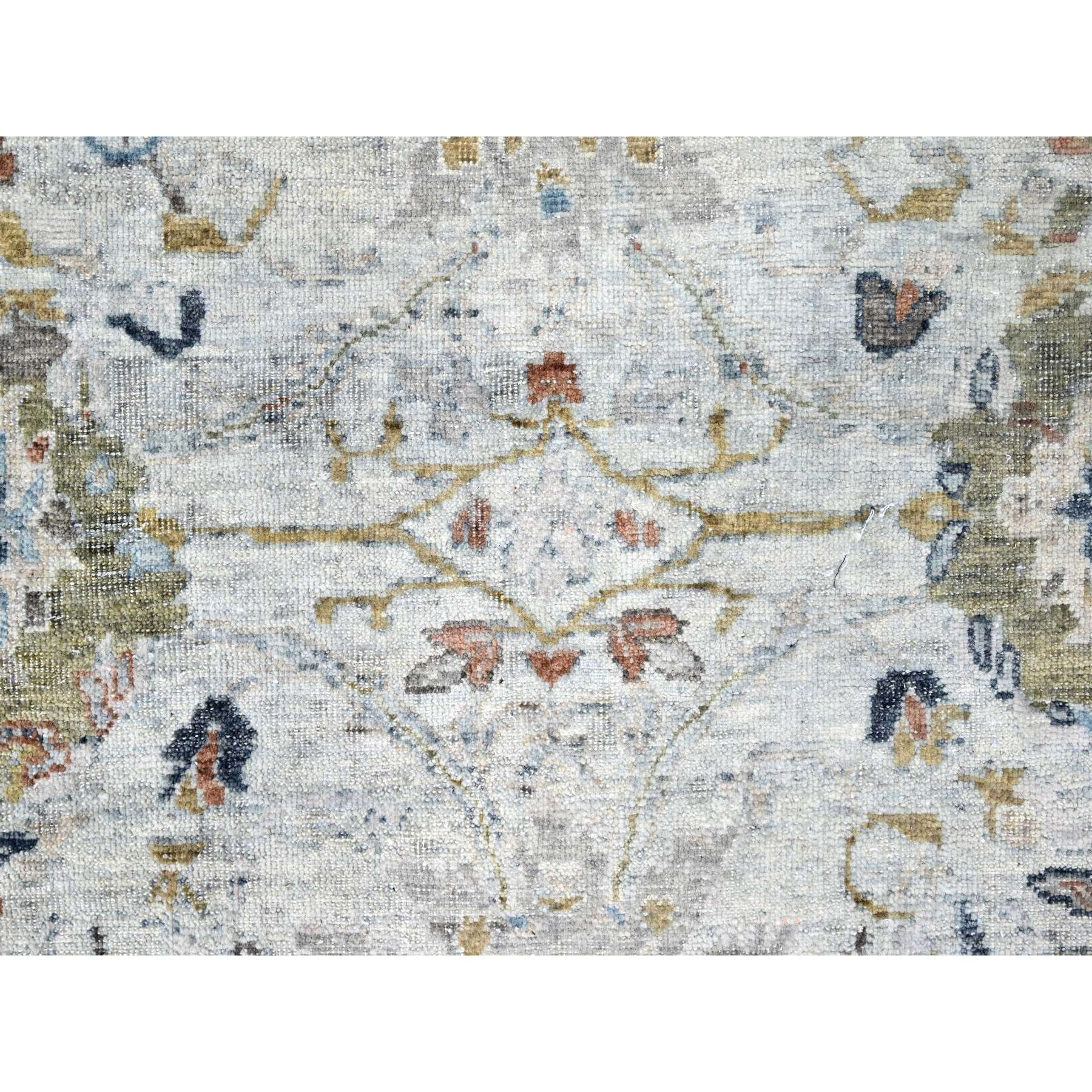 9'x12' Oyster Gray, Antiqued Persian Ziegler Mahal Design, Distressed, Zero Pile, Shaved Low, Oxidized Hand Knotted, 100% Wool, Oriental Rug Sh10214