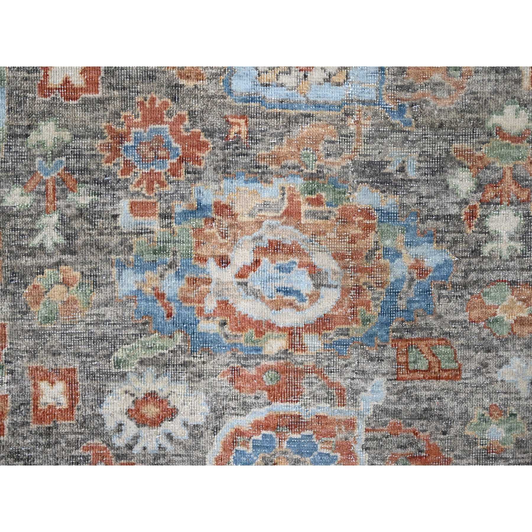 9'x11'10" Mocha Brown, Antiqued Persian with Ziegler Mahal Design, Oxidized, Zero Pile, Distressed, Shaved Low, 100% Wool, Hand Knotted, Oriental Rug Sh10218