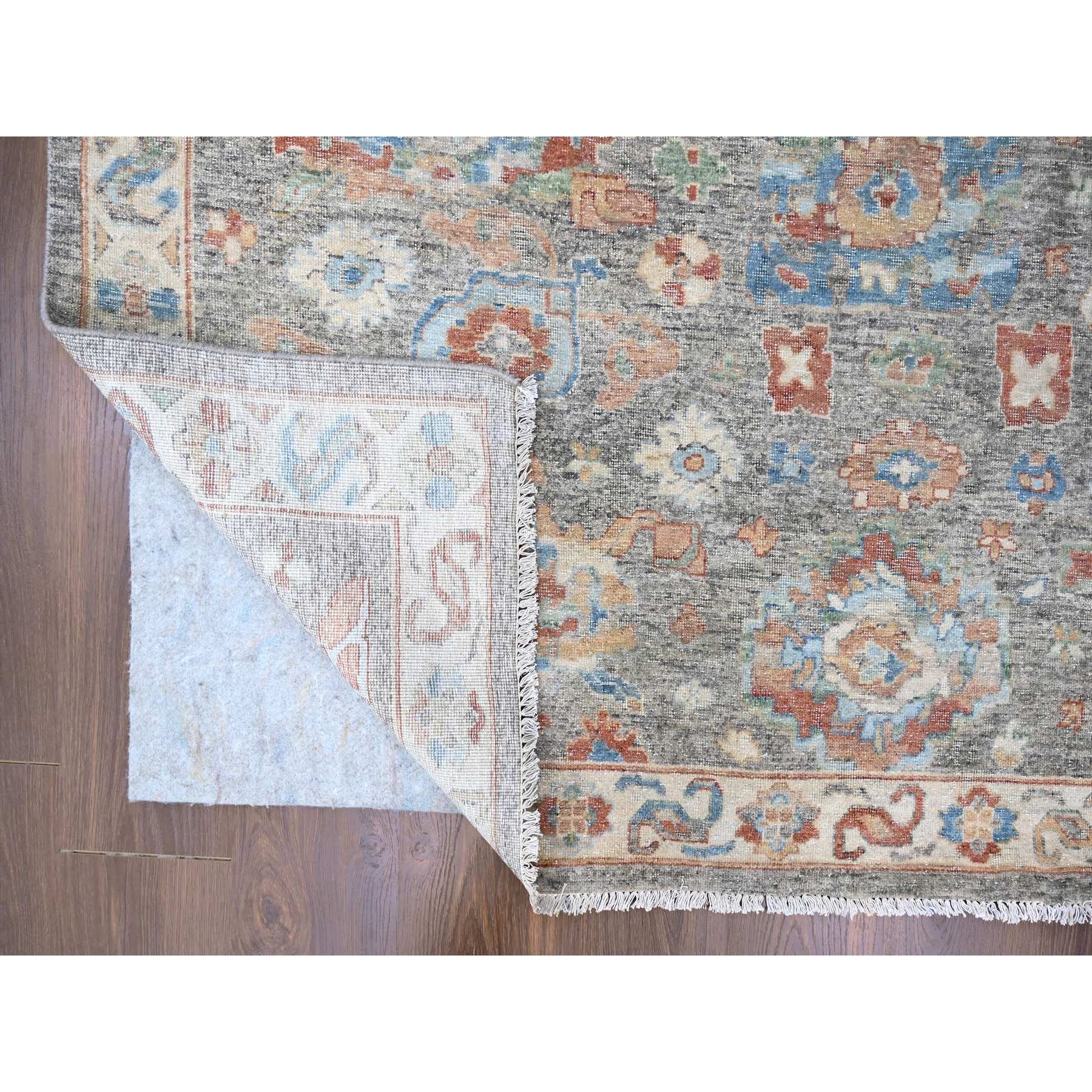 10'x13'10" Coffee Brown, Antiqued Persian with Ziegler Mahal Design, Oxidized, Distressed, Zero Pile, Shaved Low, Pure Wool, Hand Knotted, Oriental Rug Sh10219