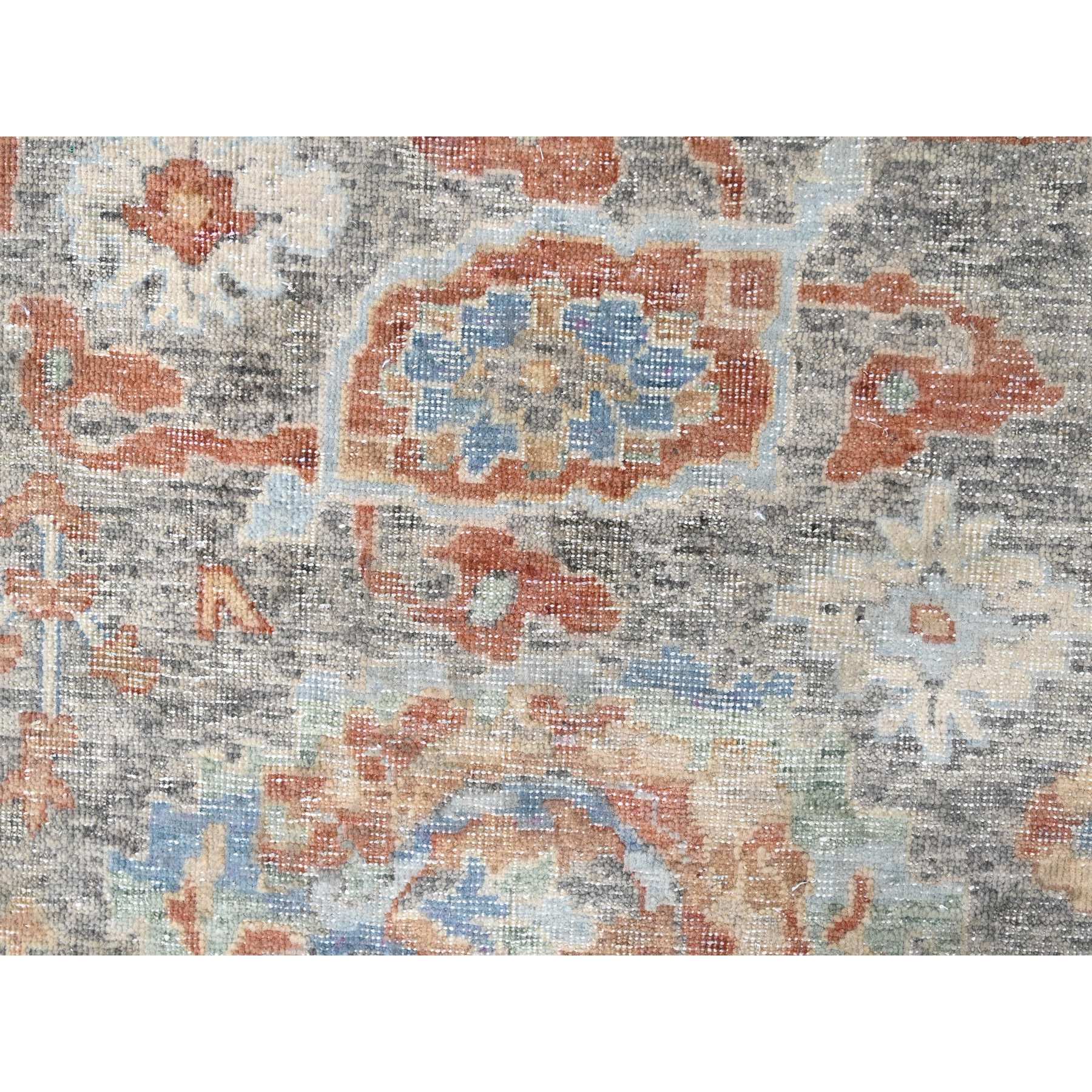 10'x13'10" Coffee Brown, Antiqued Persian with Ziegler Mahal Design, Oxidized, Distressed, Zero Pile, Shaved Low, Pure Wool, Hand Knotted, Oriental Rug Sh10219