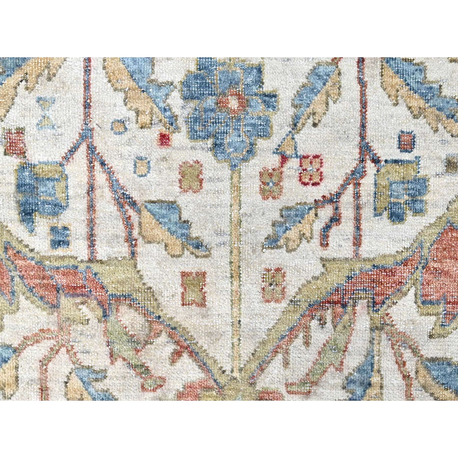 10'x14' Lace White, Antiqued Persian with Ziegler Mahal Design, Oxidized, Zero Pile, Distressed, Shaved Low, Pure Wool, Hand Knotted, Oriental Rug Sh10221