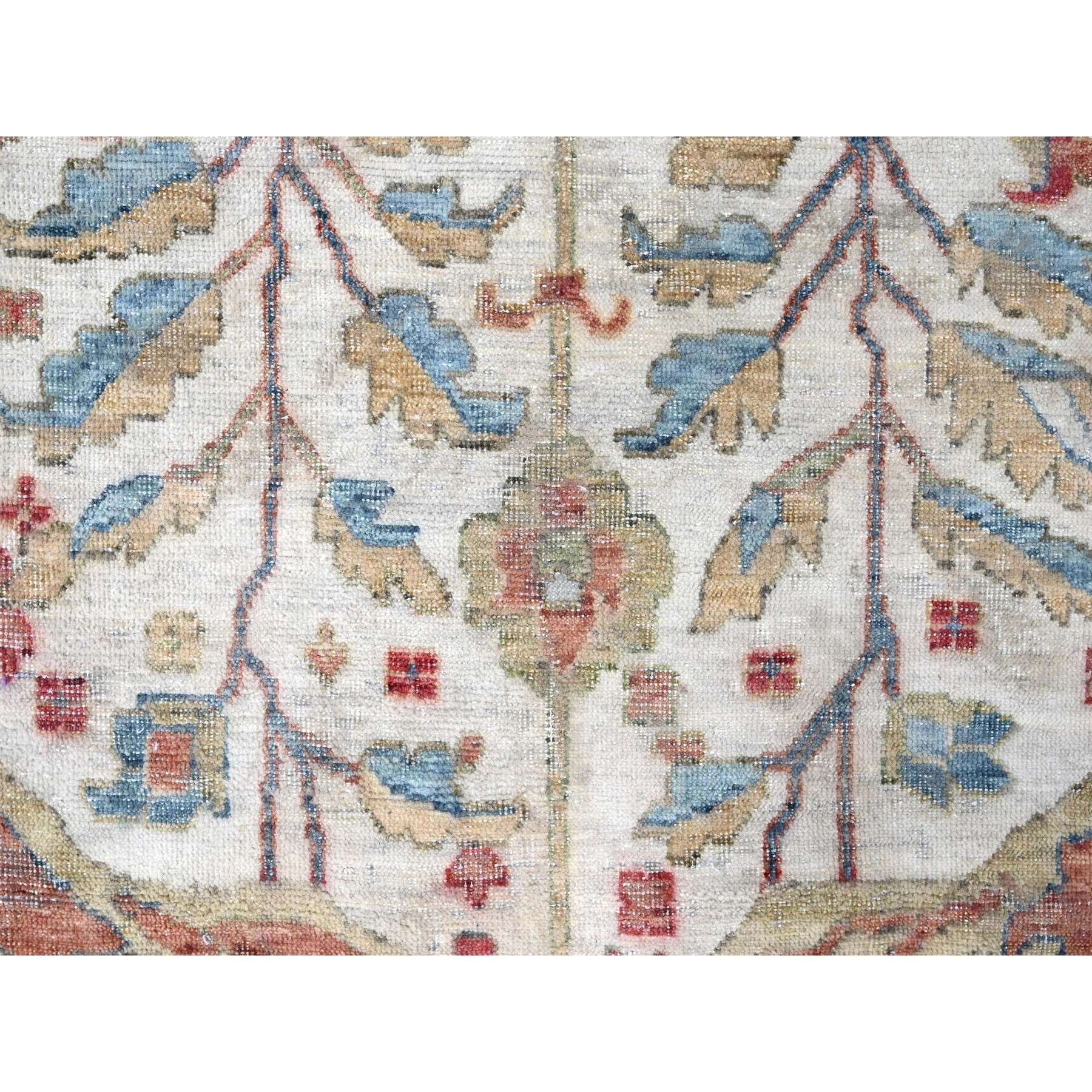 12'x15' Pearl White, 100% Wool, Hand Knotted, Antiqued Persian with Ziegler Mahal Design, Distressed, Oxidized, Zero Pile, Shaved Low, Oversized, Oriental Rug Sh10222