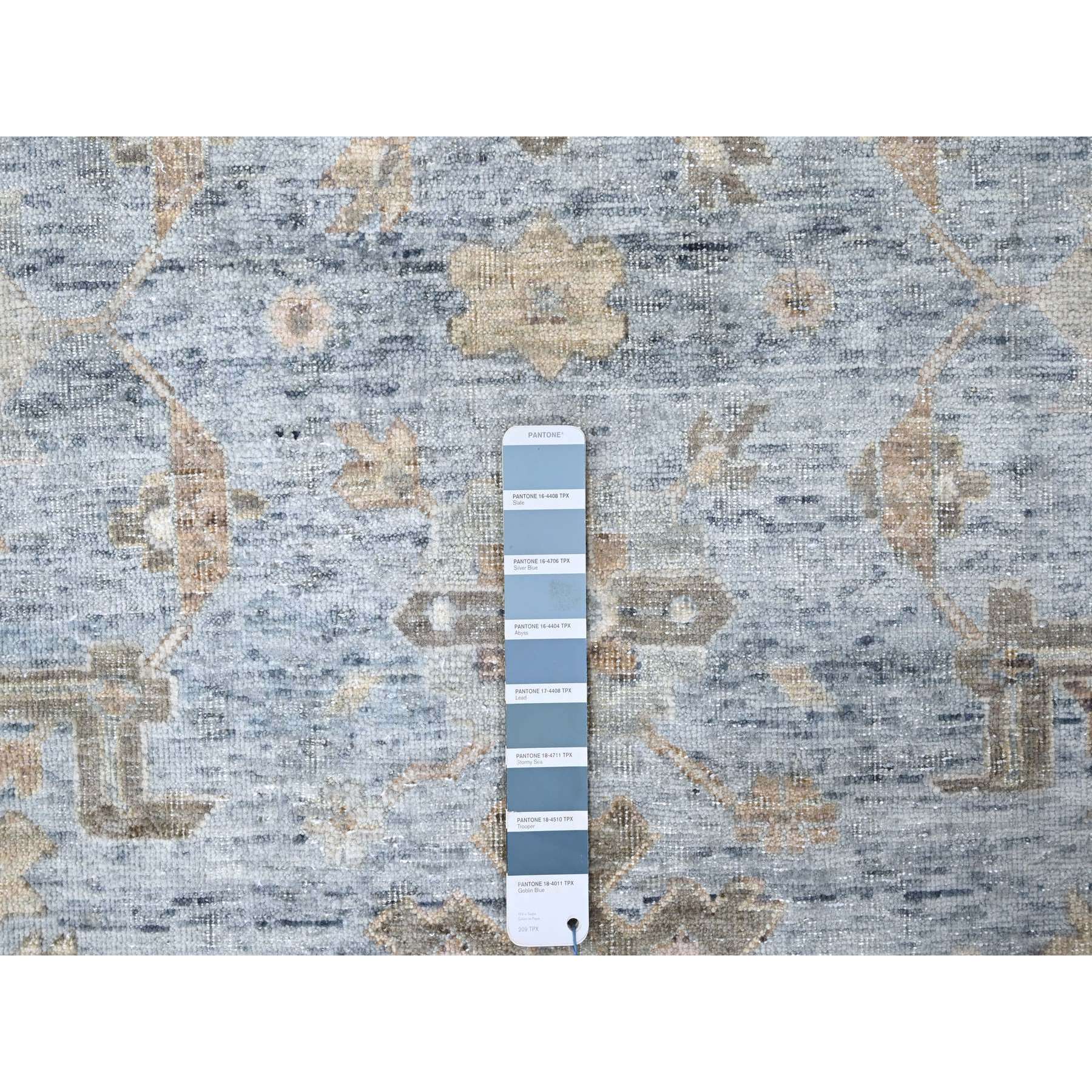 9'x12' Ruddy Blue, Antiqued Persian with Ziegler Mahal Design, Hand Knotted, Distressed, Oxidized, Zero Pile, Shaved Low, Pure Wool, Oriental Rug Sh10223