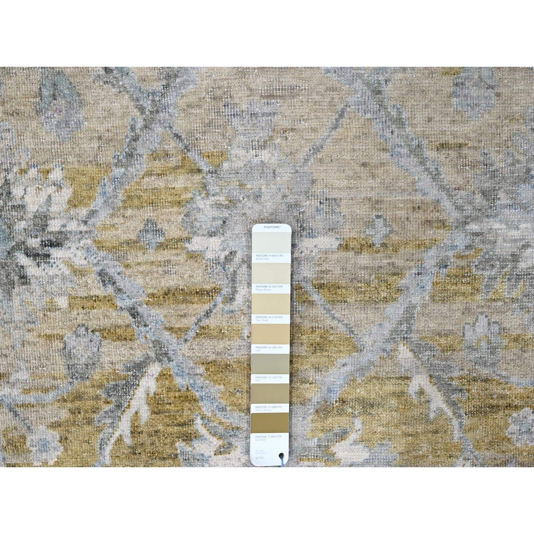 9'x11'10" Biscotti Brown, Distressed with Abrash, Antiqued Persian with Ziegler Mahal Design, Oxidized, Zero Pile, Shaved Low, 100% Wool, Hand Knotted, Oriental Rug Sh10226
