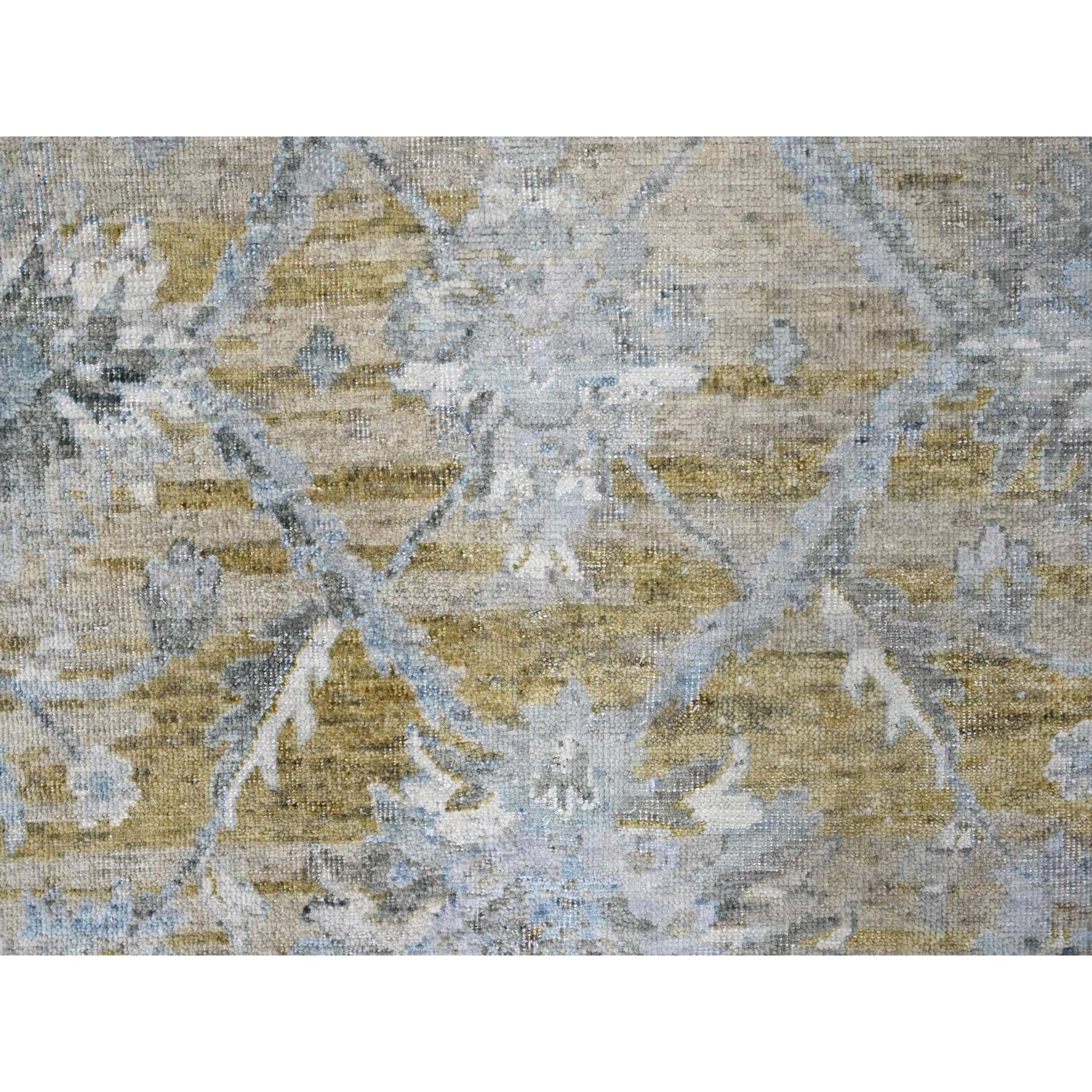 9'x11'10" Biscotti Brown, Distressed with Abrash, Antiqued Persian with Ziegler Mahal Design, Oxidized, Zero Pile, Shaved Low, 100% Wool, Hand Knotted, Oriental Rug Sh10226