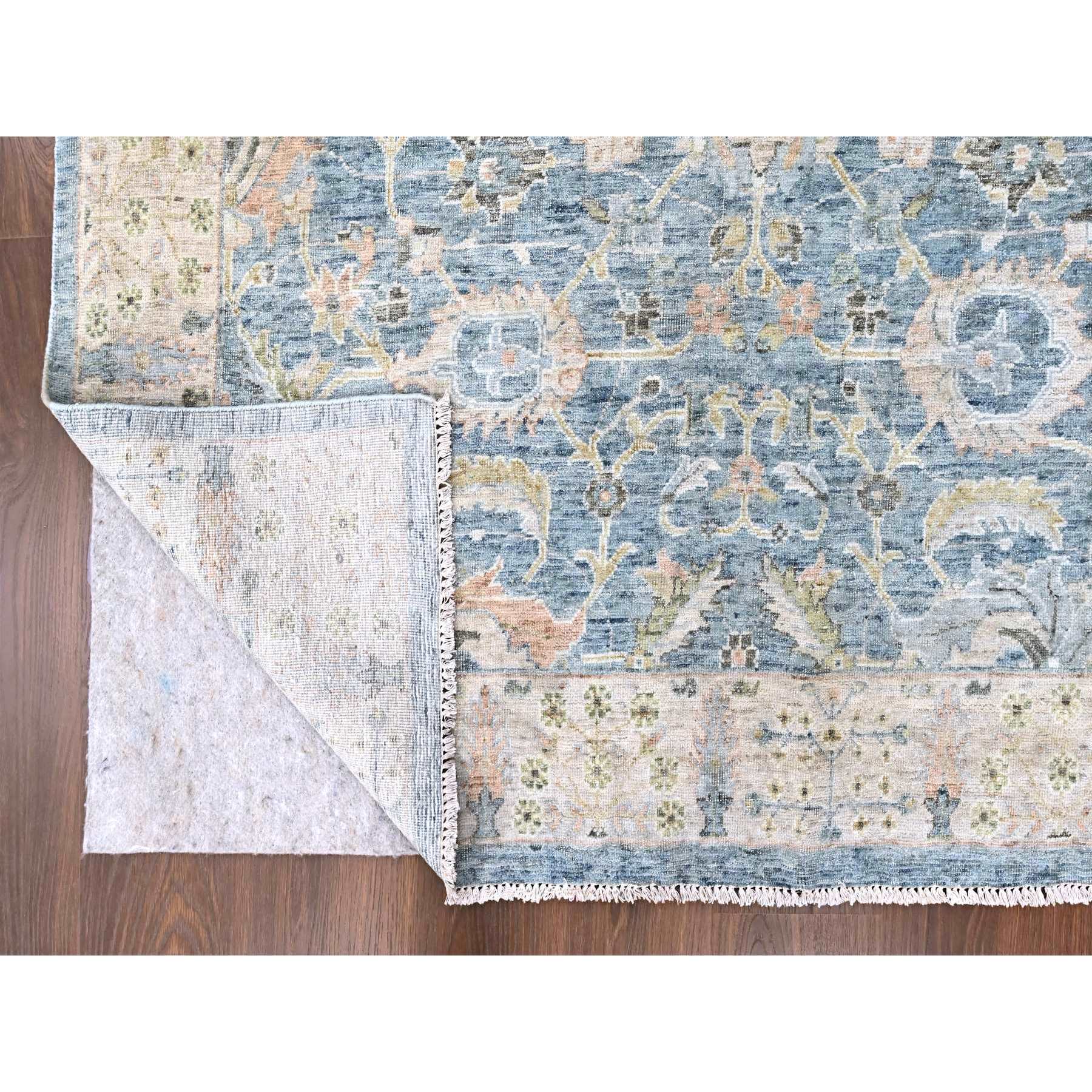 9'10"x14' Ruddy Blue, Hand Knotted, Distressed, Antiqued Persian with Ziegler Mahal Design, Oxidized, Zero Pile, Shaved Low, Pure Wool, Oriental Rug Sh10230