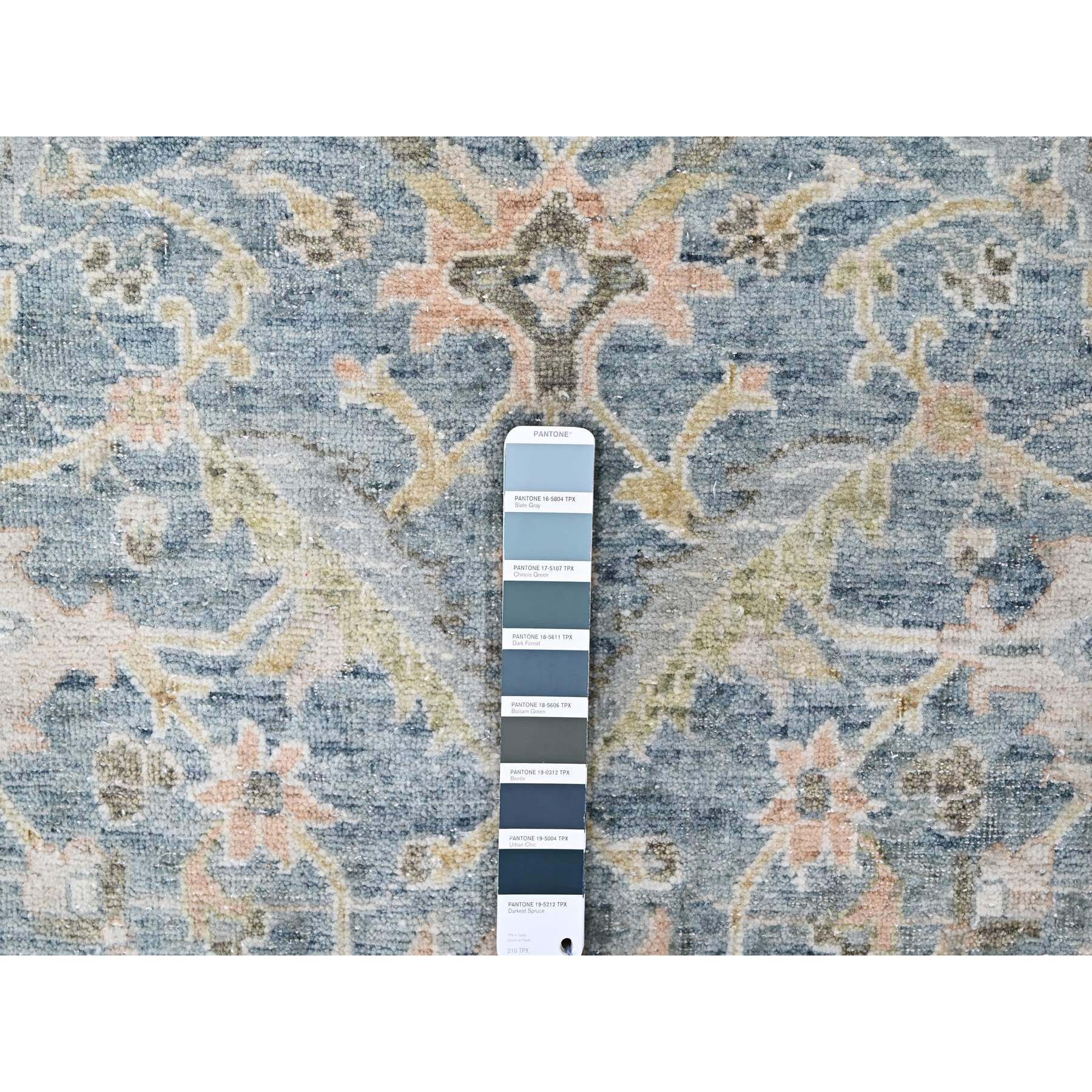 9'10"x14' Ruddy Blue, Hand Knotted, Distressed, Antiqued Persian with Ziegler Mahal Design, Oxidized, Zero Pile, Shaved Low, Pure Wool, Oriental Rug Sh10230