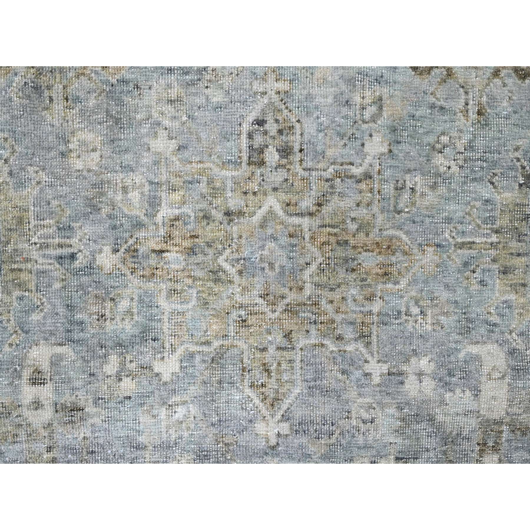 9'x12'1" Spanish Gray, Antiqued Persian with Ziegler Mahal Design, Oxidized, Zero Pile, Distressed, Shaved Low, 100% Wool, Hand Knotted, Oriental Rug Sh10231