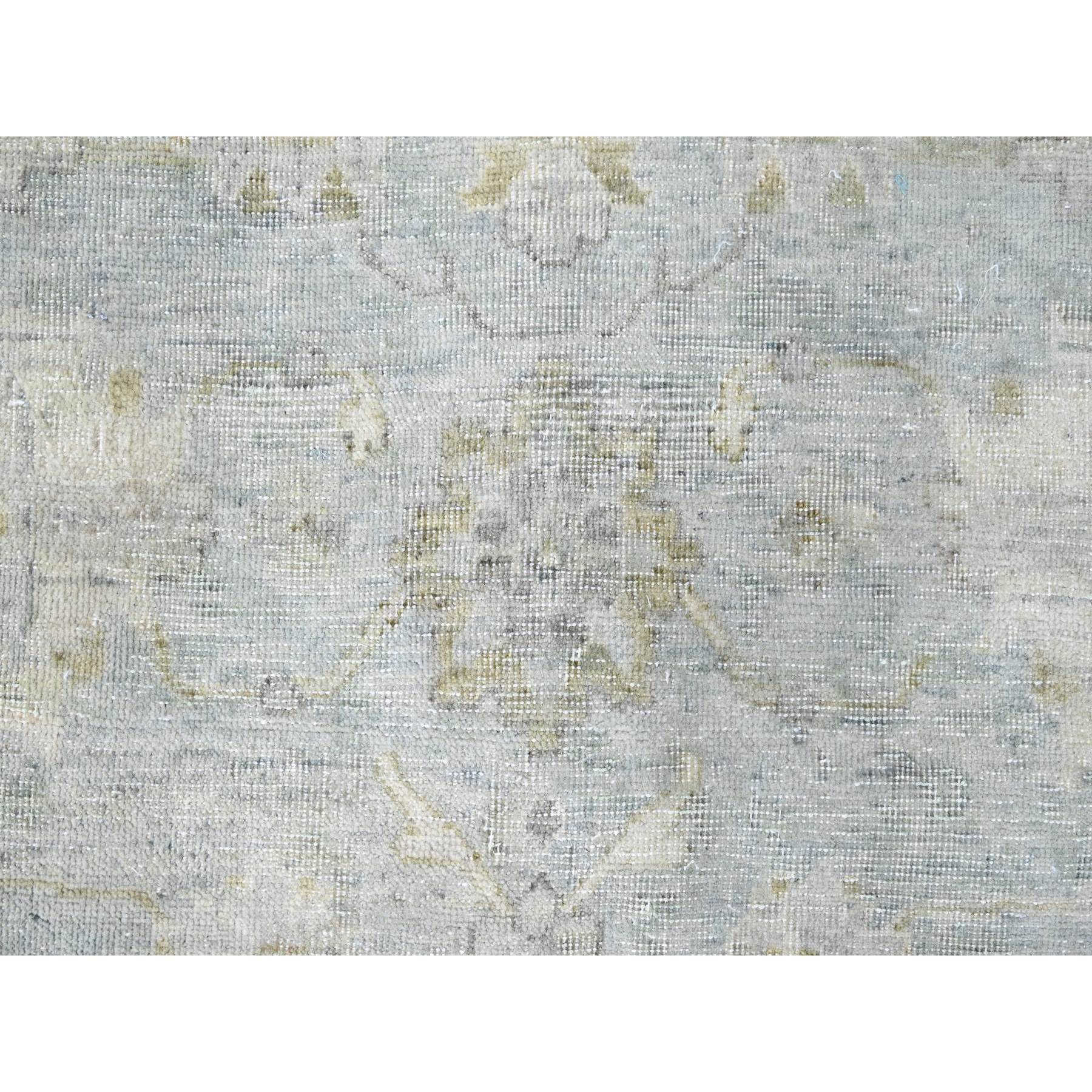 9'x12'2" Misty Gray, Distressed, Antiqued Persian with Ziegler Mahal Design, Oxidized, Zero Pile, Shaved Low, Pure Wool, Hand Knotted, Oriental Rug Sh10232