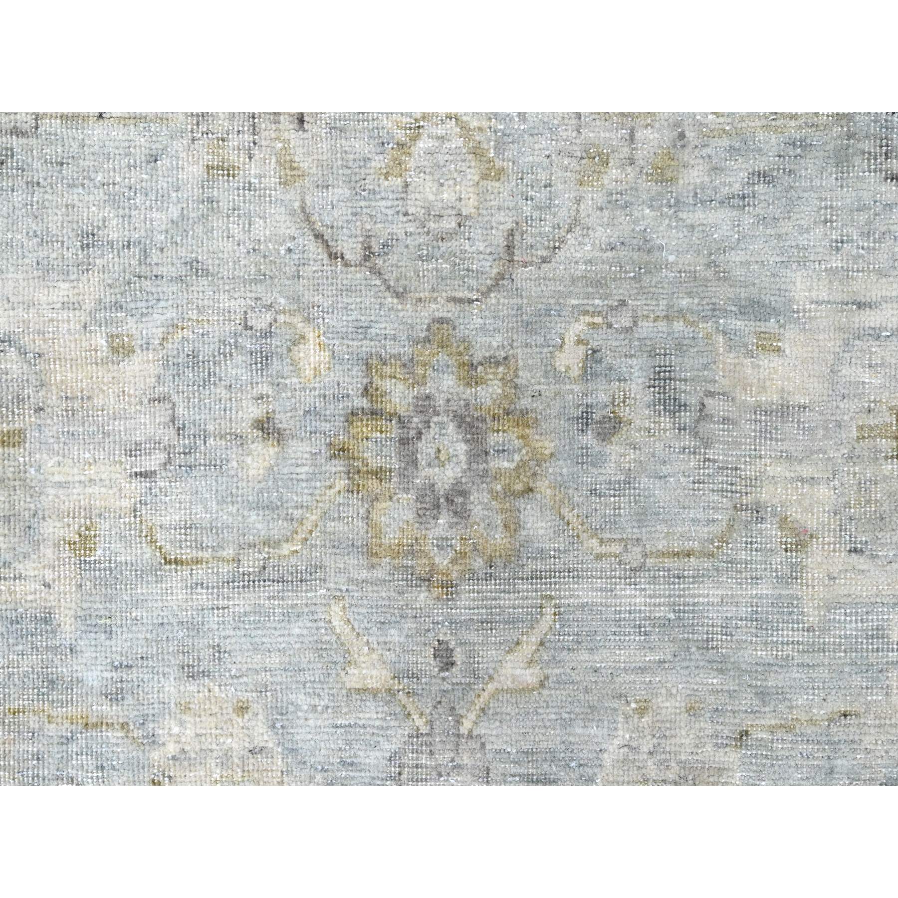 10'x13'10" Medium Gray, Distressed, Antiqued Persian with Ziegler Mahal Design, Oxidized, Zero Pile, Shaved Low, 100% Wool, Hand Knotted, Oriental Rug Sh10233
