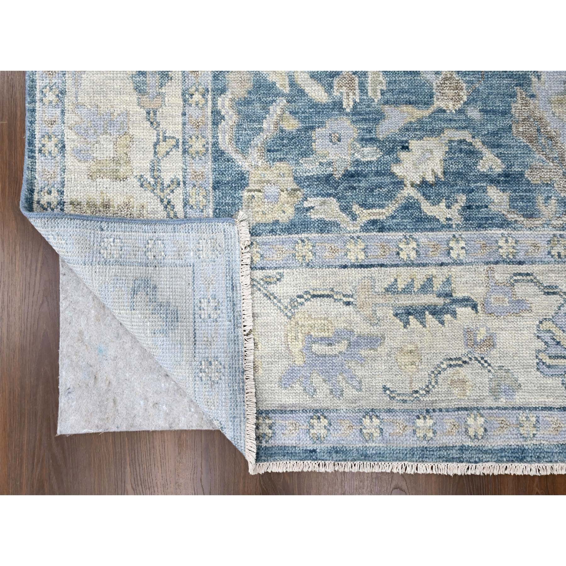 9'x12'1" Aegean Blue, Supple Collection, Oushak Design with All Over Leaf Pattern, Tone On Tone, Hand Knotted, Soft Wool, Plush and Lush, Oriental Rug Sh10234